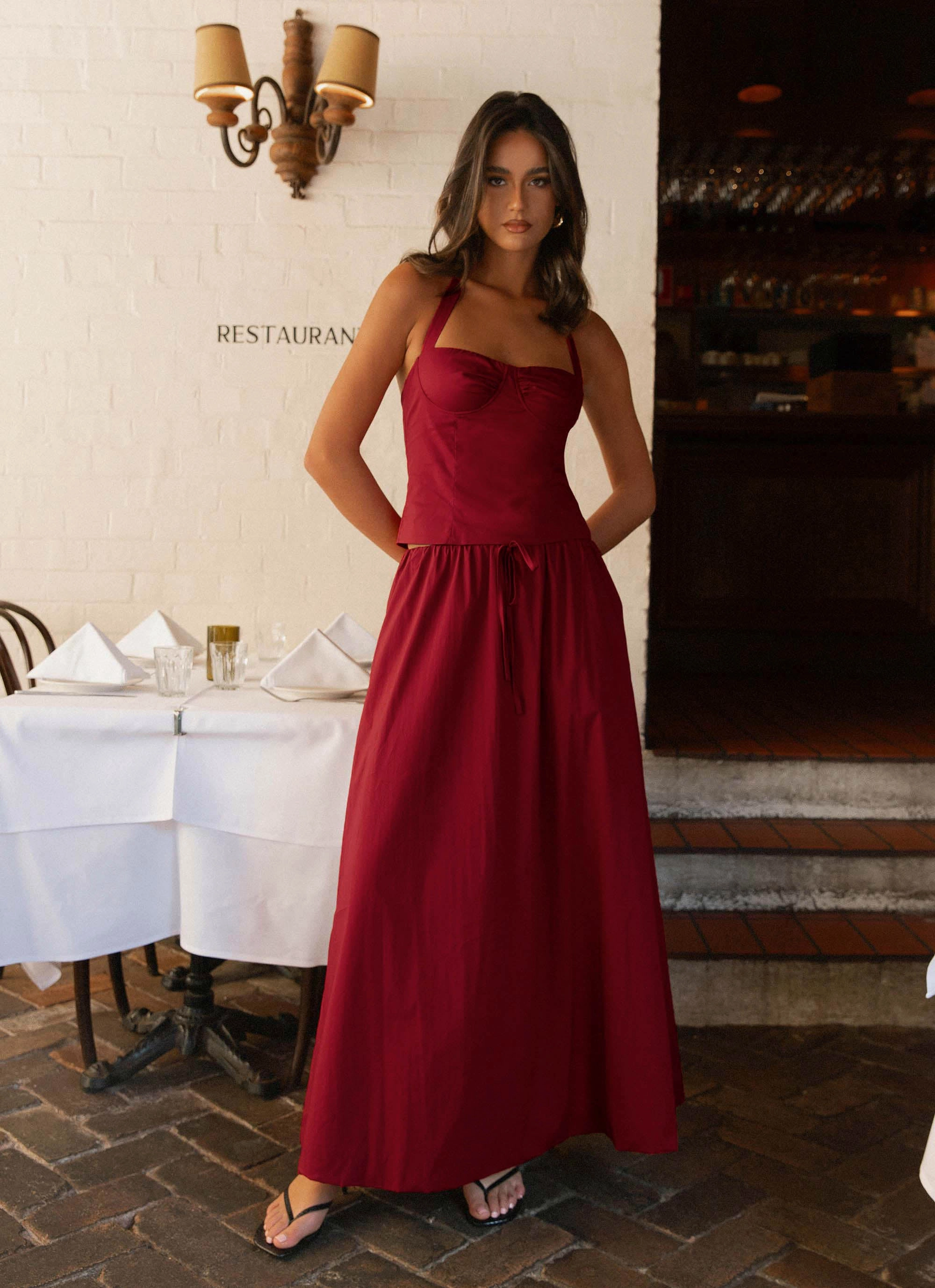 Cheryl Maxi Skirt - Cherry Red Maximalist look