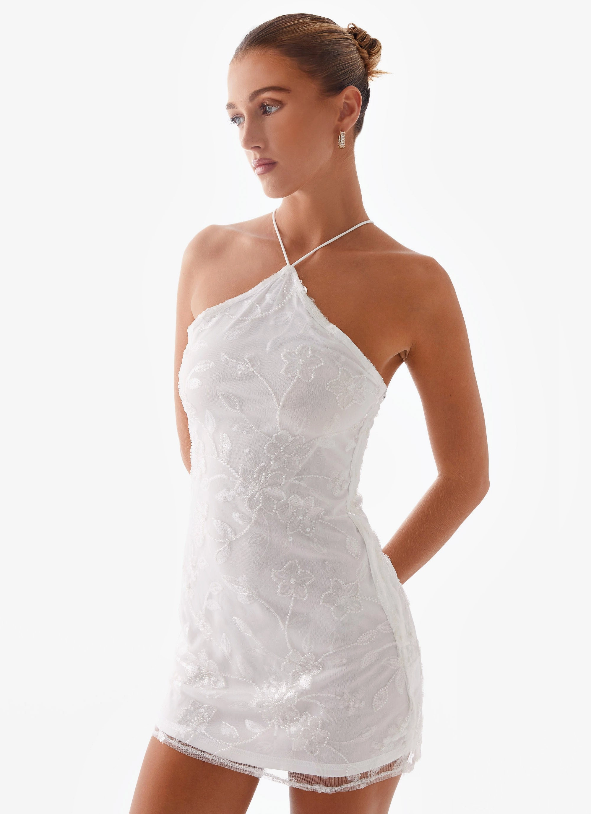 Rumi Beaded Mini Dress - White Seasonal Must Have