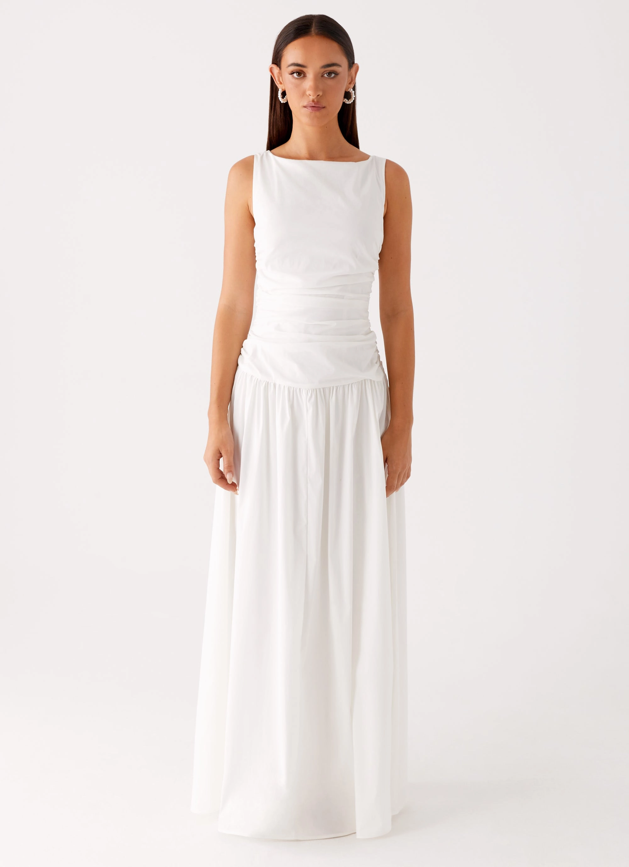 Urban Minimalism Carmel High Neck Maxi Dress - White