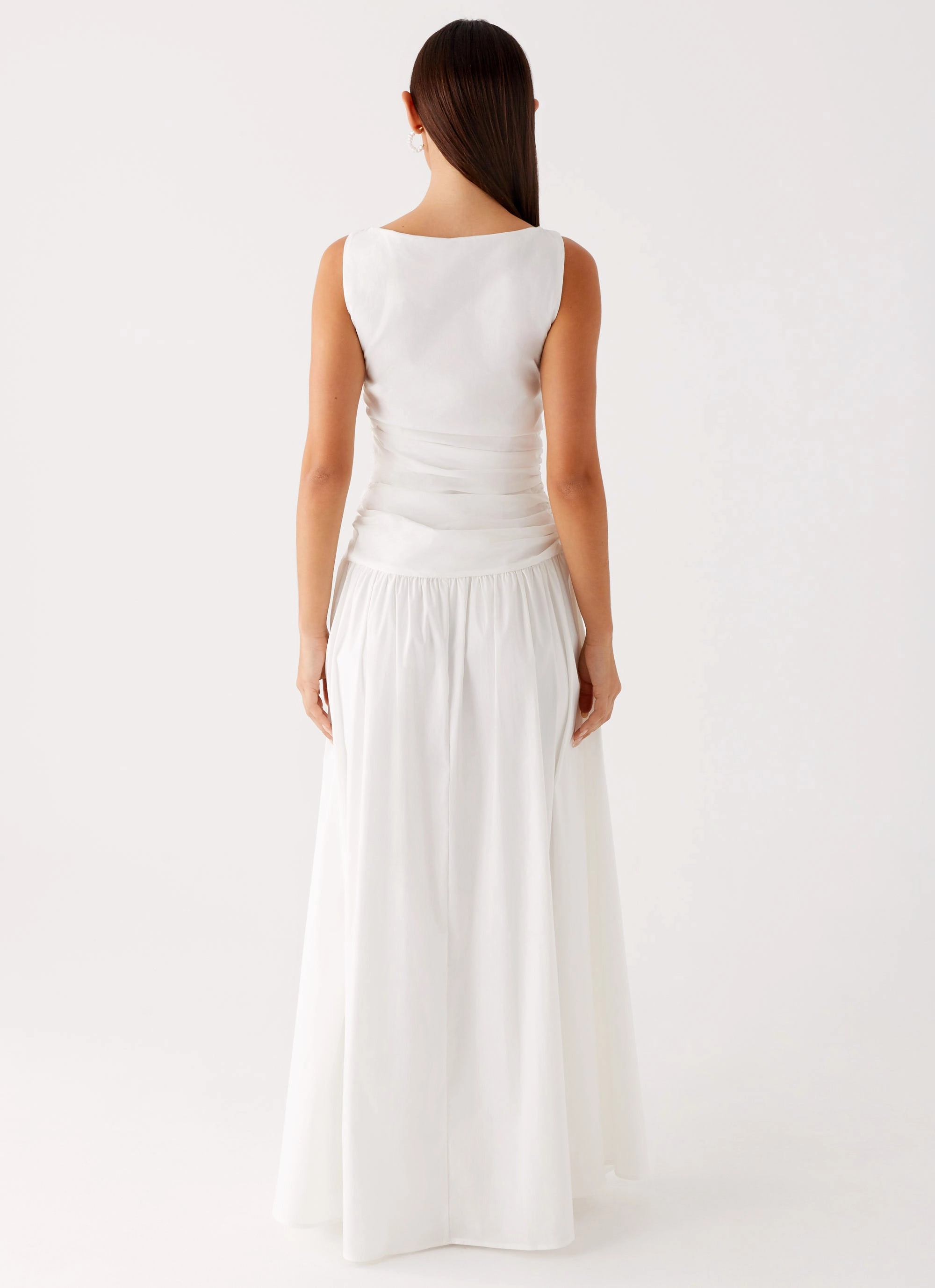 Beadwork Carmel High Neck Maxi Dress - White