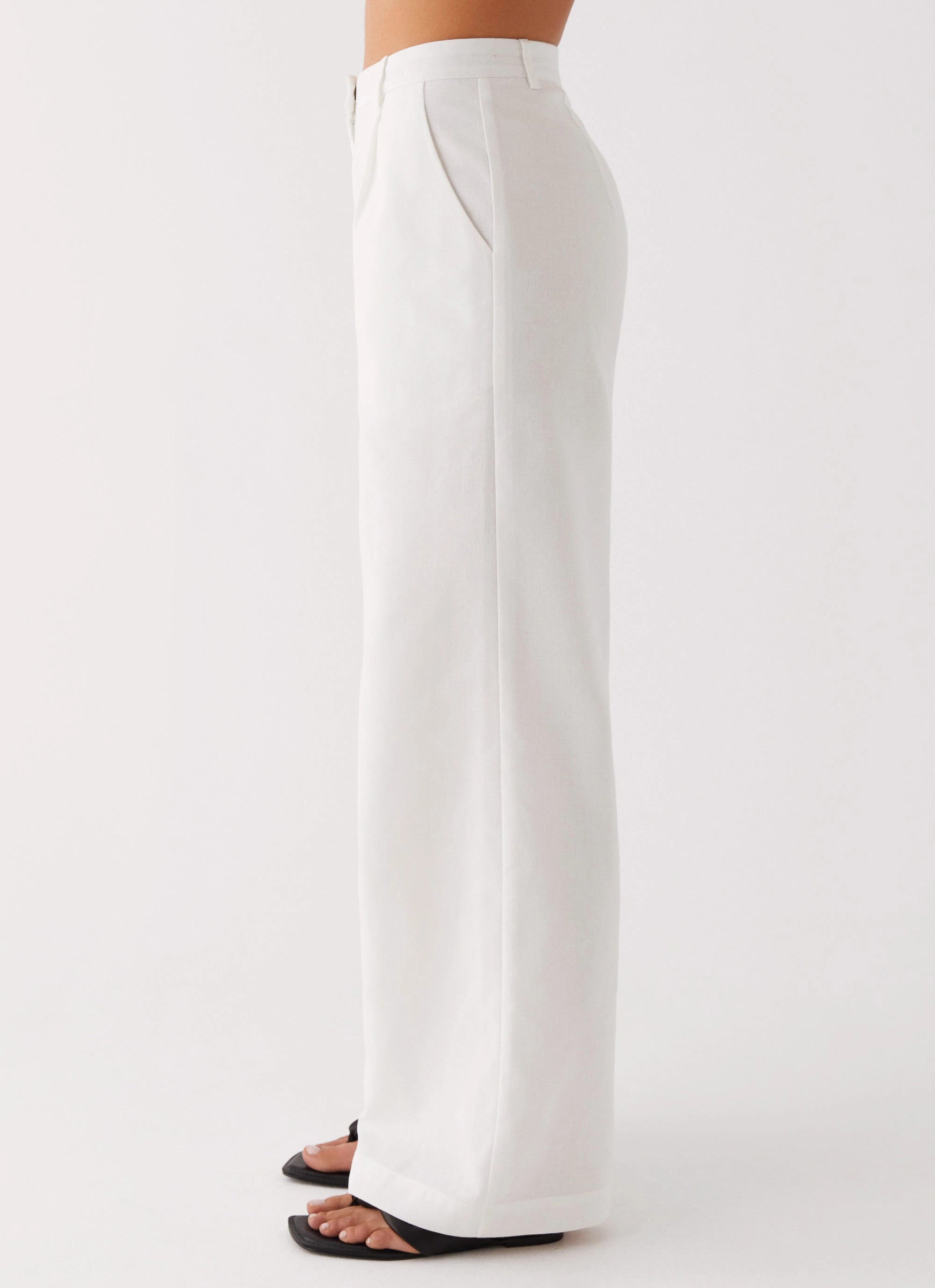 Anti Pilling Treatment Heatwave Linen Wide Leg Pants - White