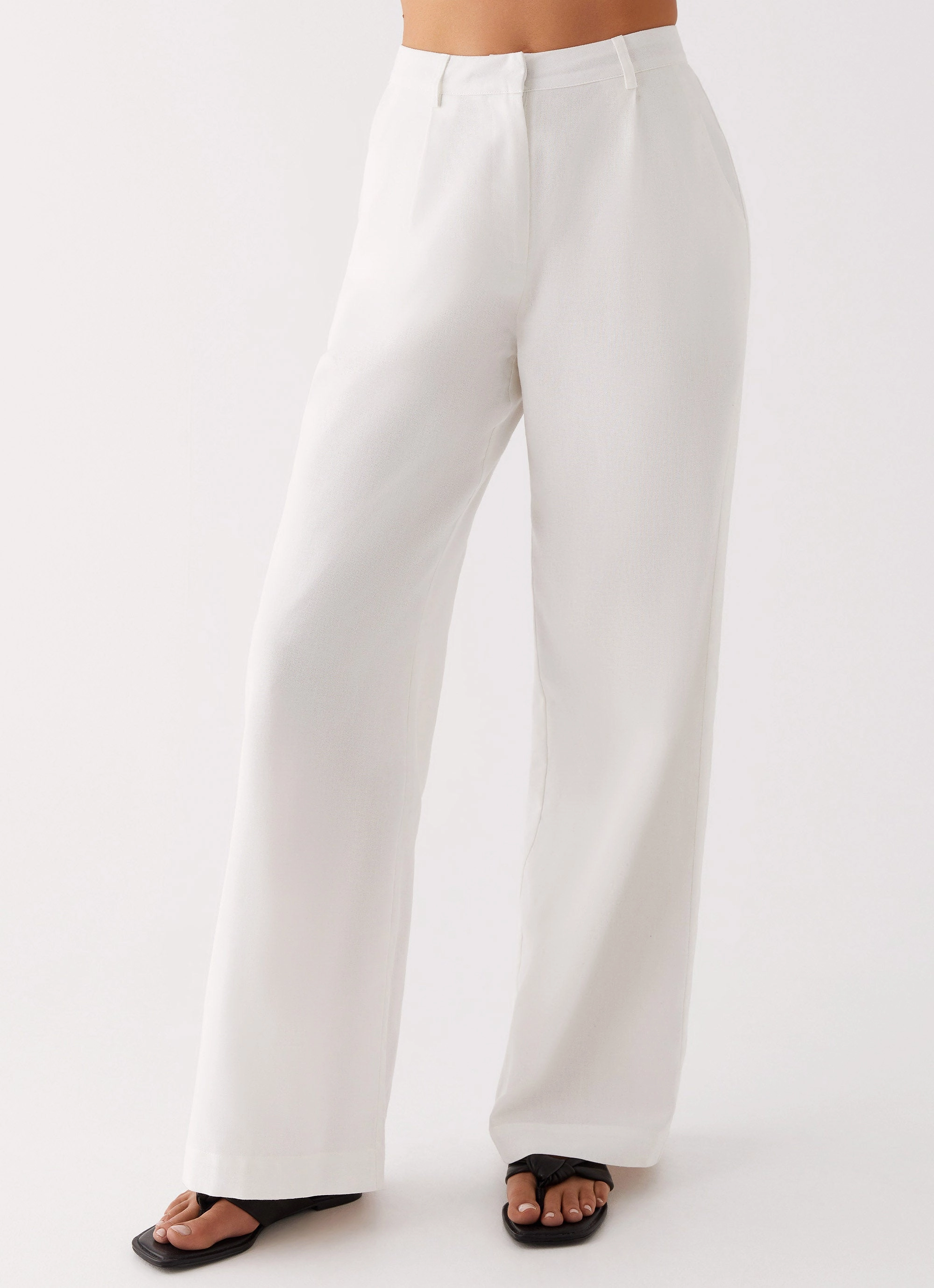 Work Essential Heatwave Linen Wide Leg Pants - White
