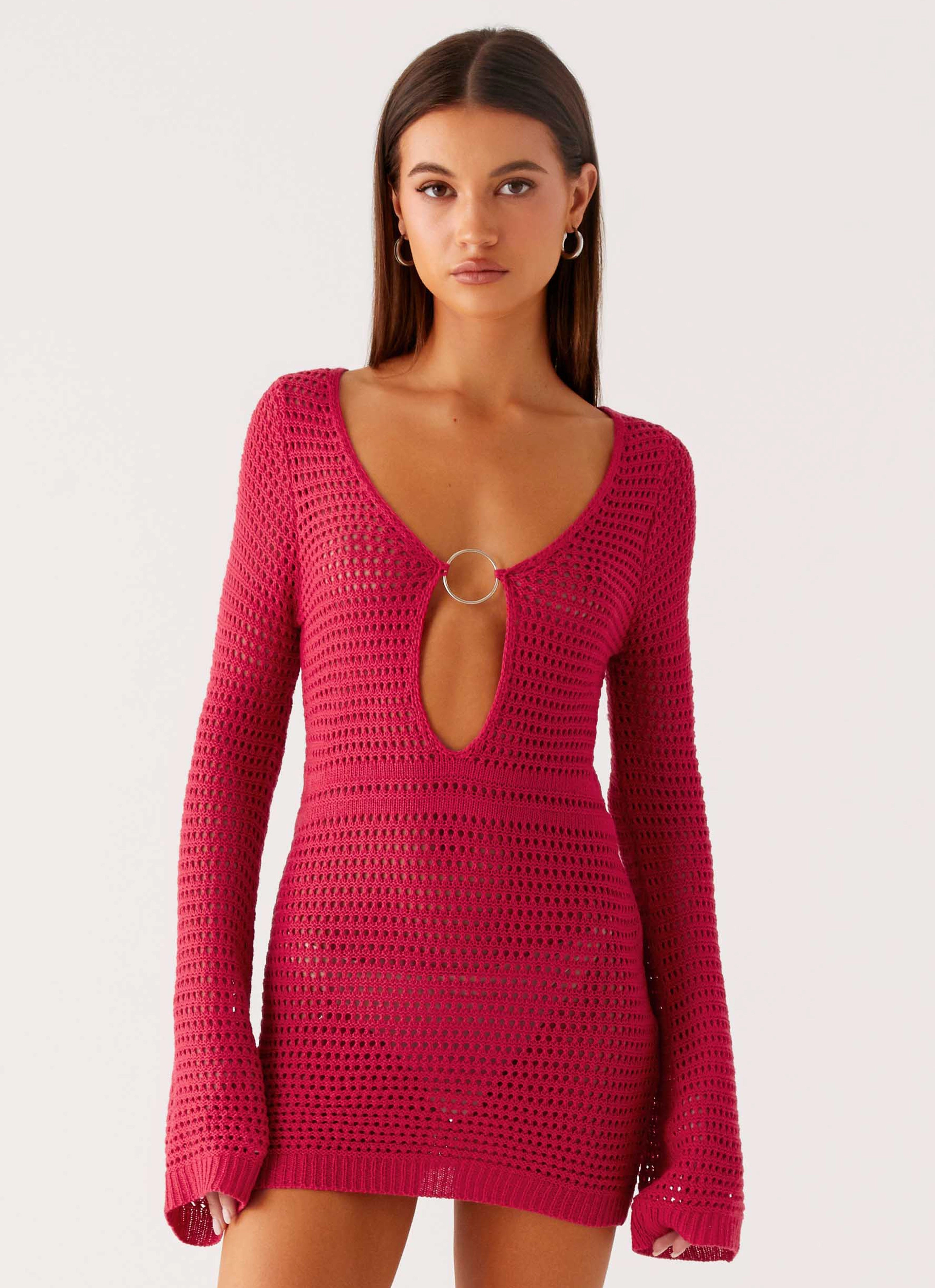 Sunriser Crochet Mini Dress - Pink Relax Flex Dreamy Drape