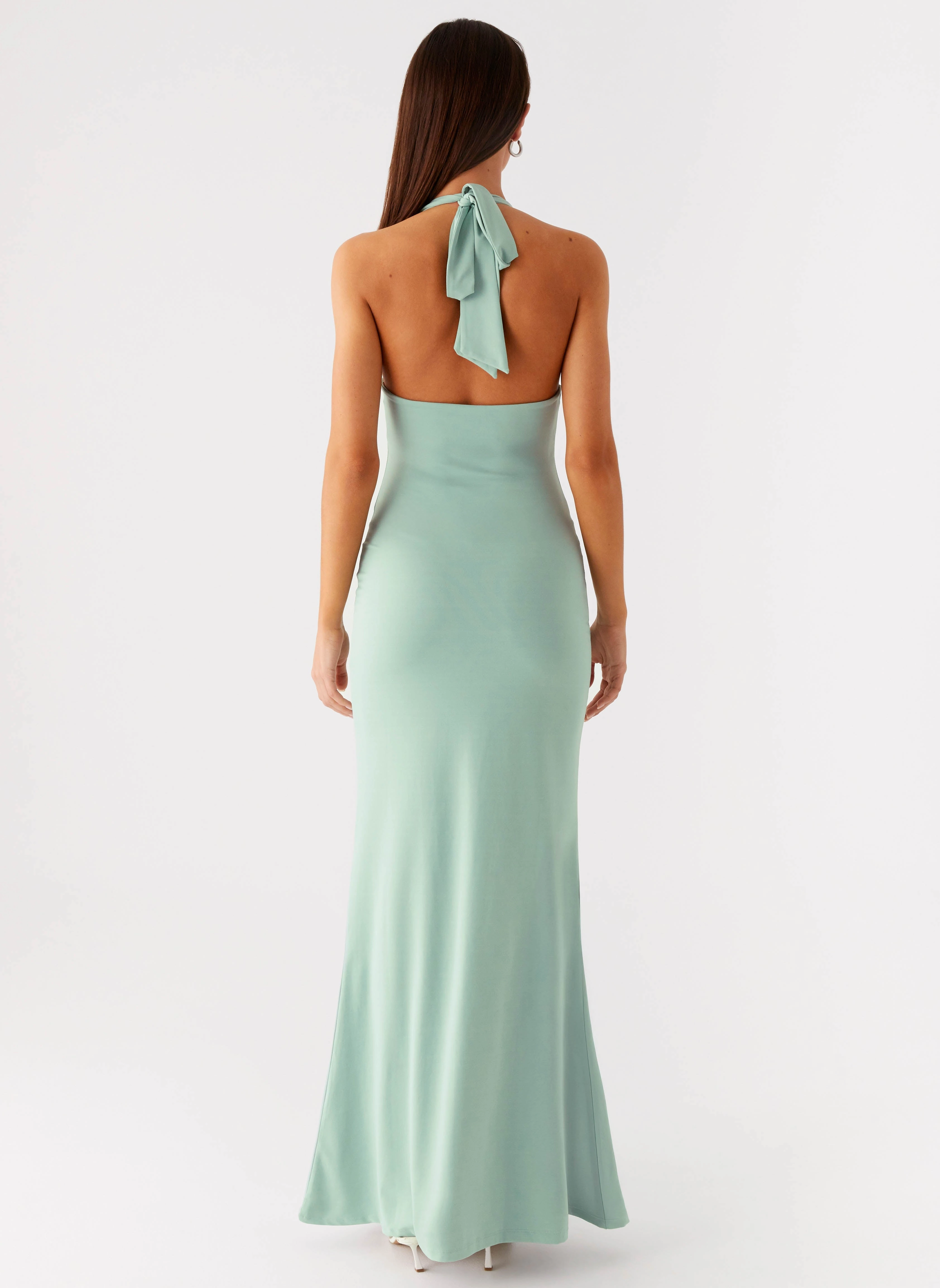 Pleated-Skirt Event Glow Fern Valley Maxi Dress - Sage