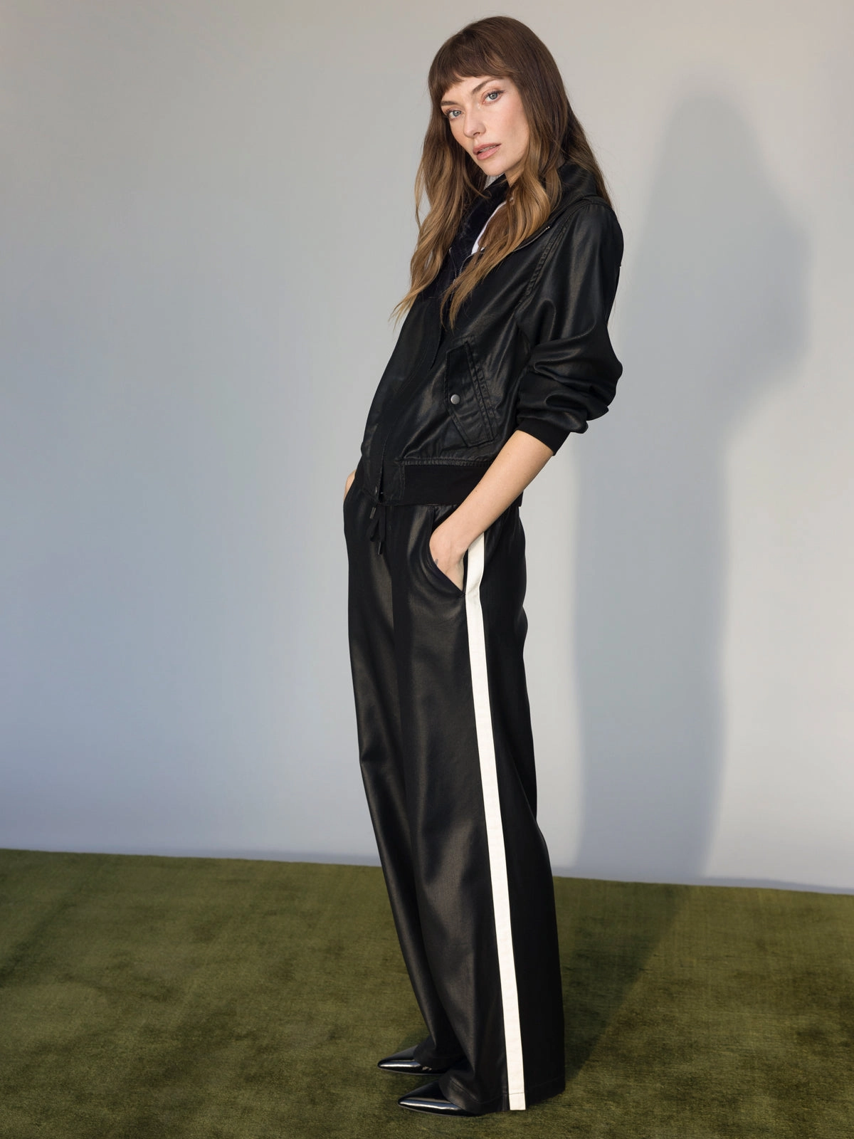 FadeResistant Coating Coated Twill Track Pant Black