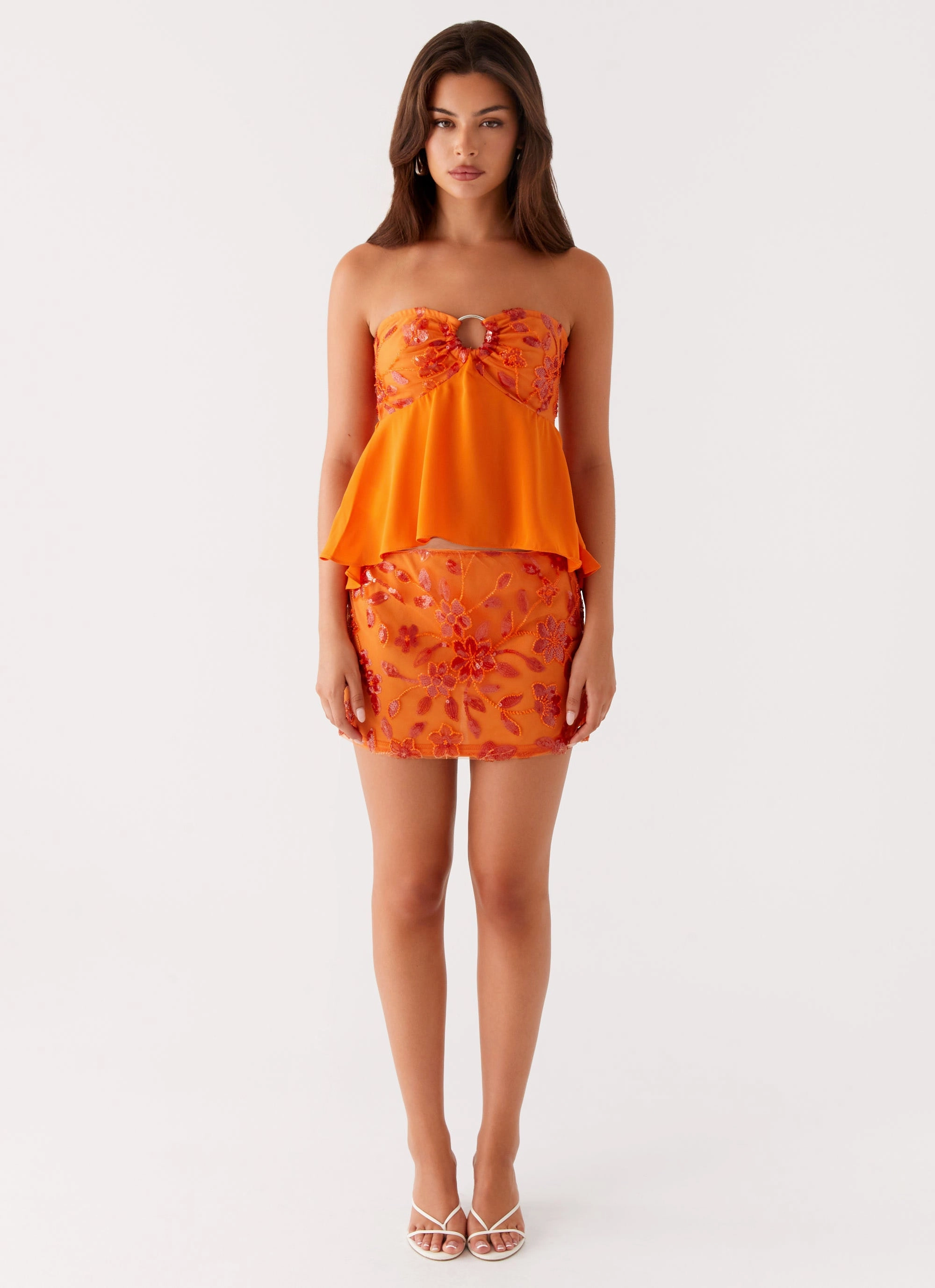 AthleticInspired Sustainable Production Methods Kenya Beaded Halter Top - Orange