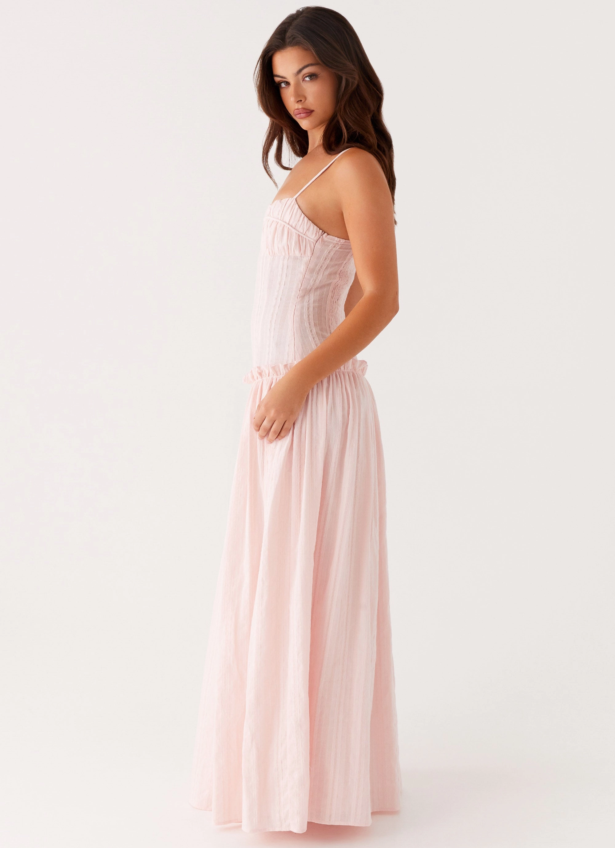Jacinda Drop Waist Maxi Dress - Pink Free Step