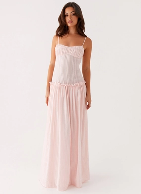 Jacinda Drop Waist Maxi Dress - Pink Fashion Daily