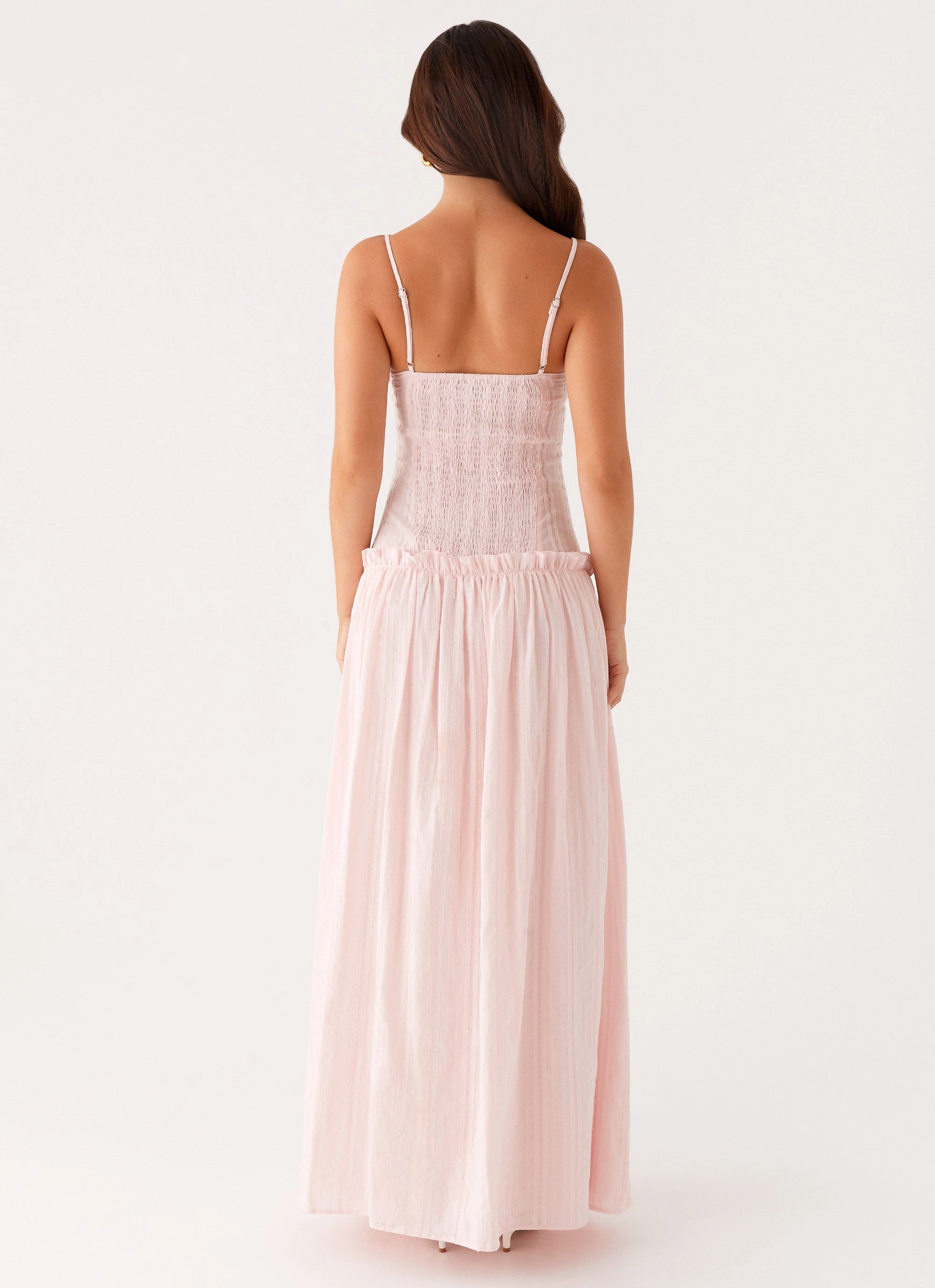Jacinda Drop Waist Maxi Dress - Pink Comfort Layer Wear Autumn Essential