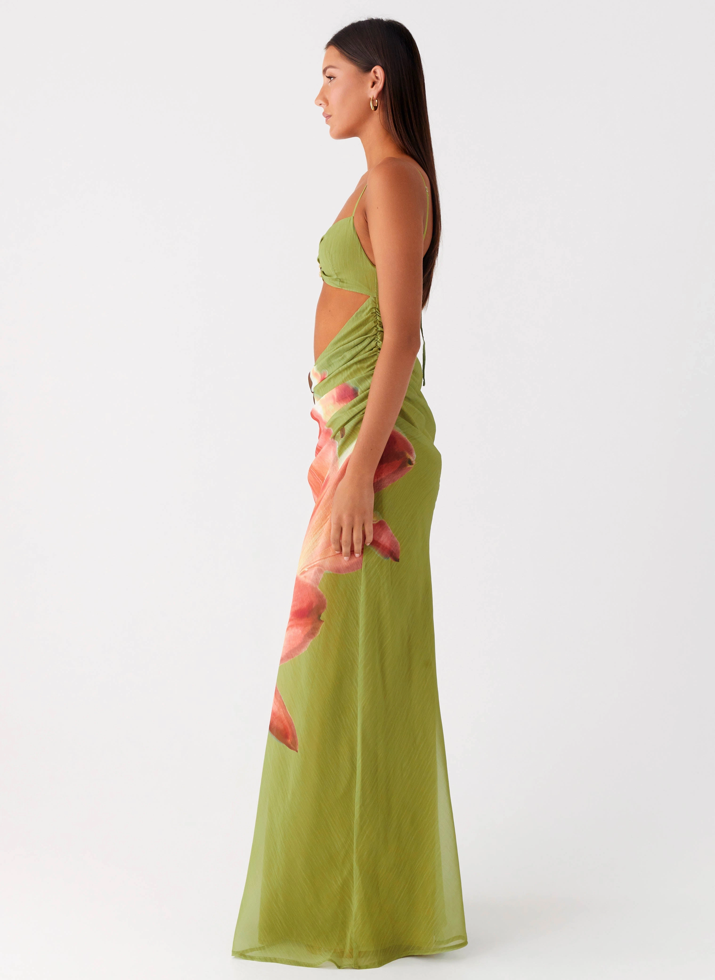 Tropic Rush Cut Out Maxi Dress - Jungle Floral Skin Touch