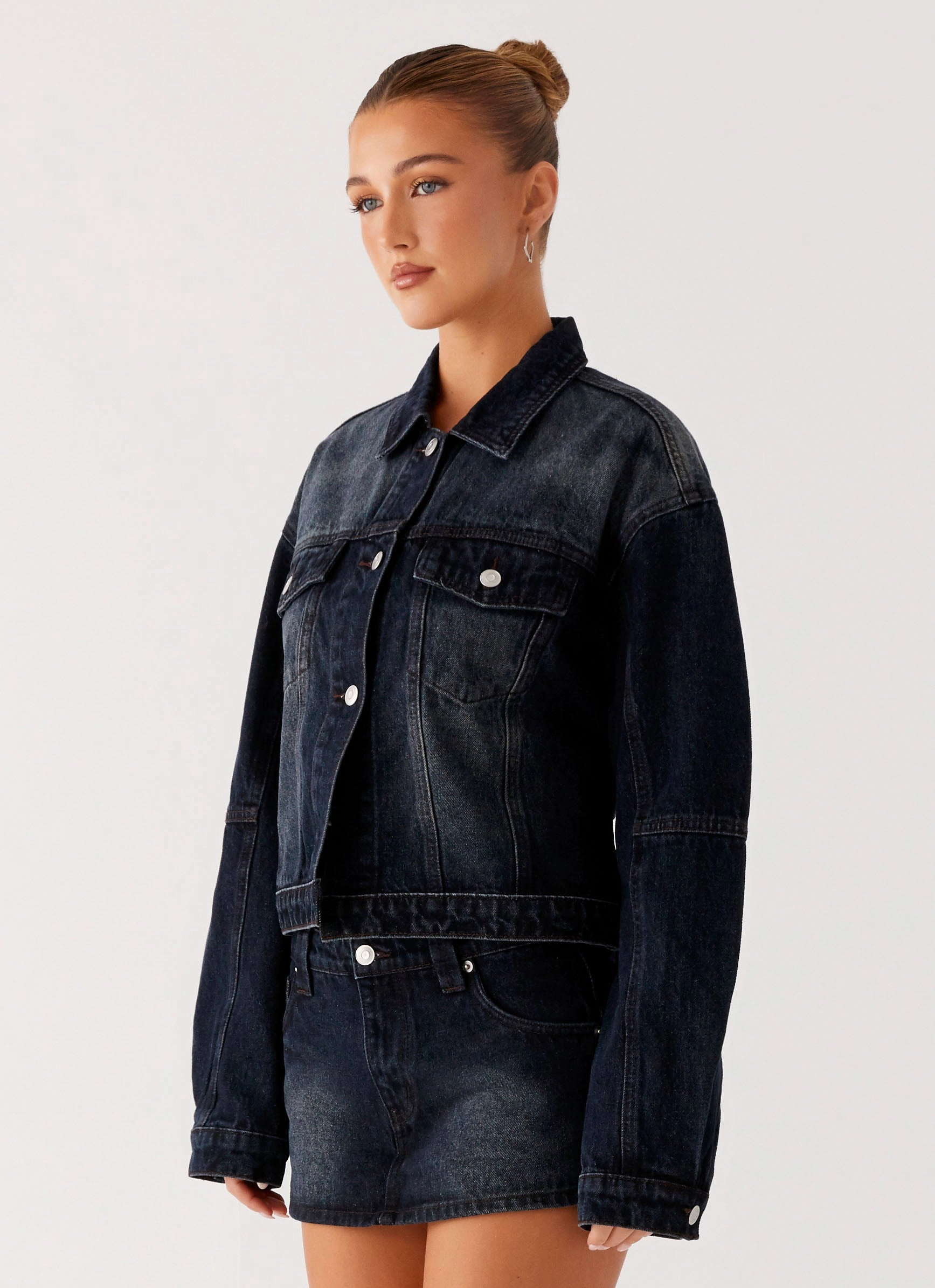 Tropics Denim Jacket - Washed Dark Blue Modern Style teachers