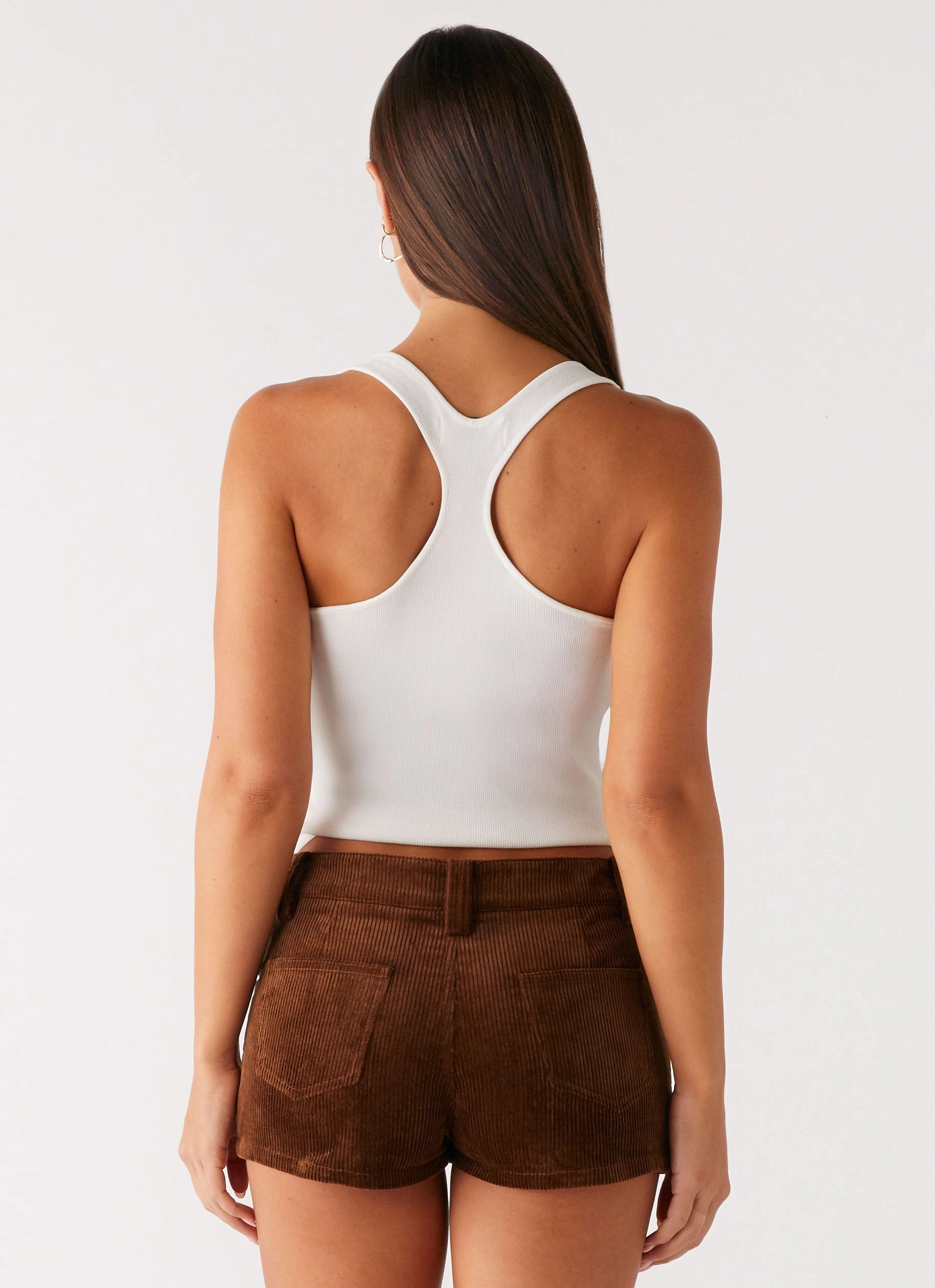 Minimalist fashion Contemporary Mood Tropics Low Rise Cord Mini Skort - Walnut
