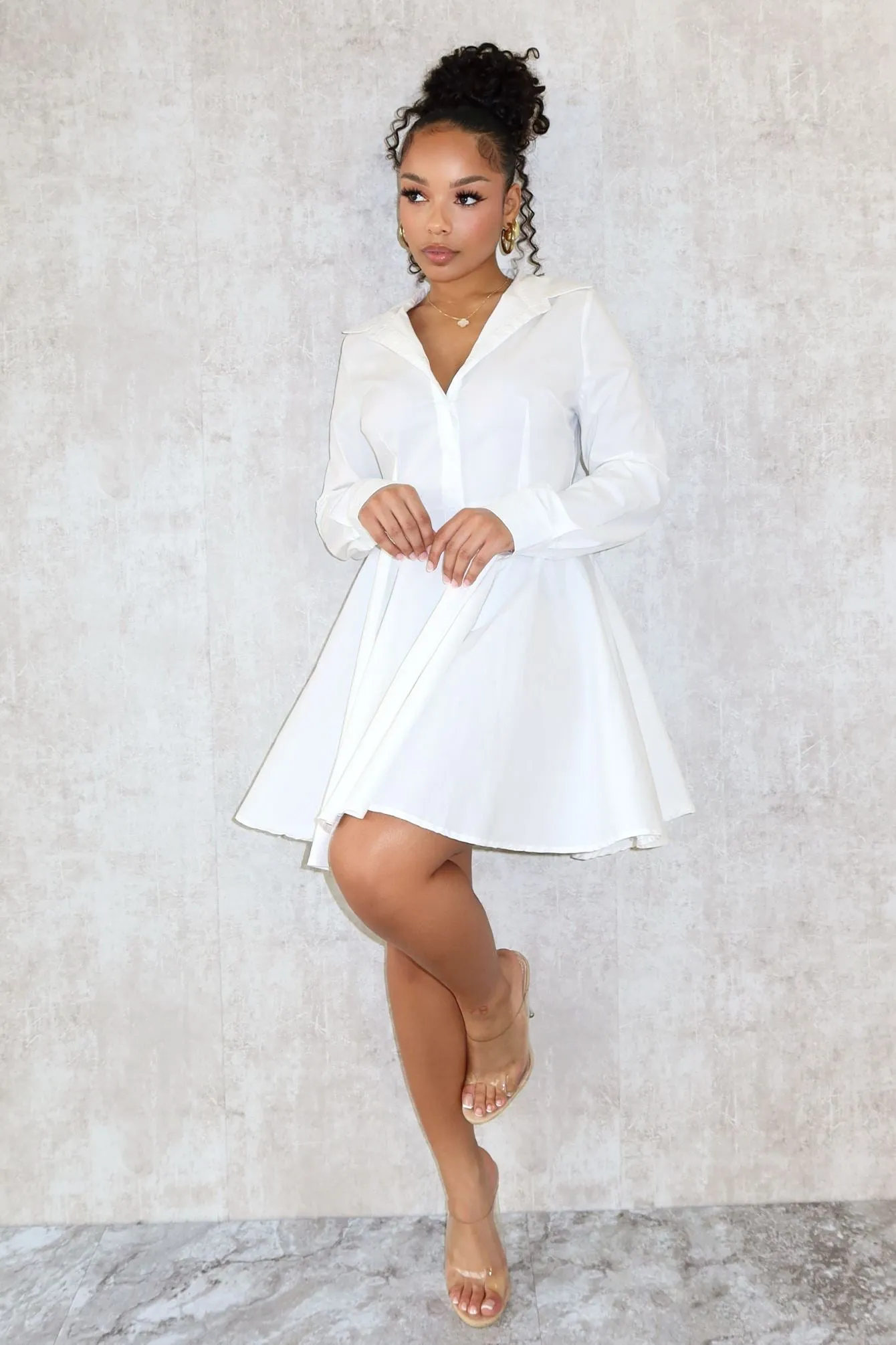 Chic Layered Wear Clean Mood True Desire Poplin Button Up Shirts Dress