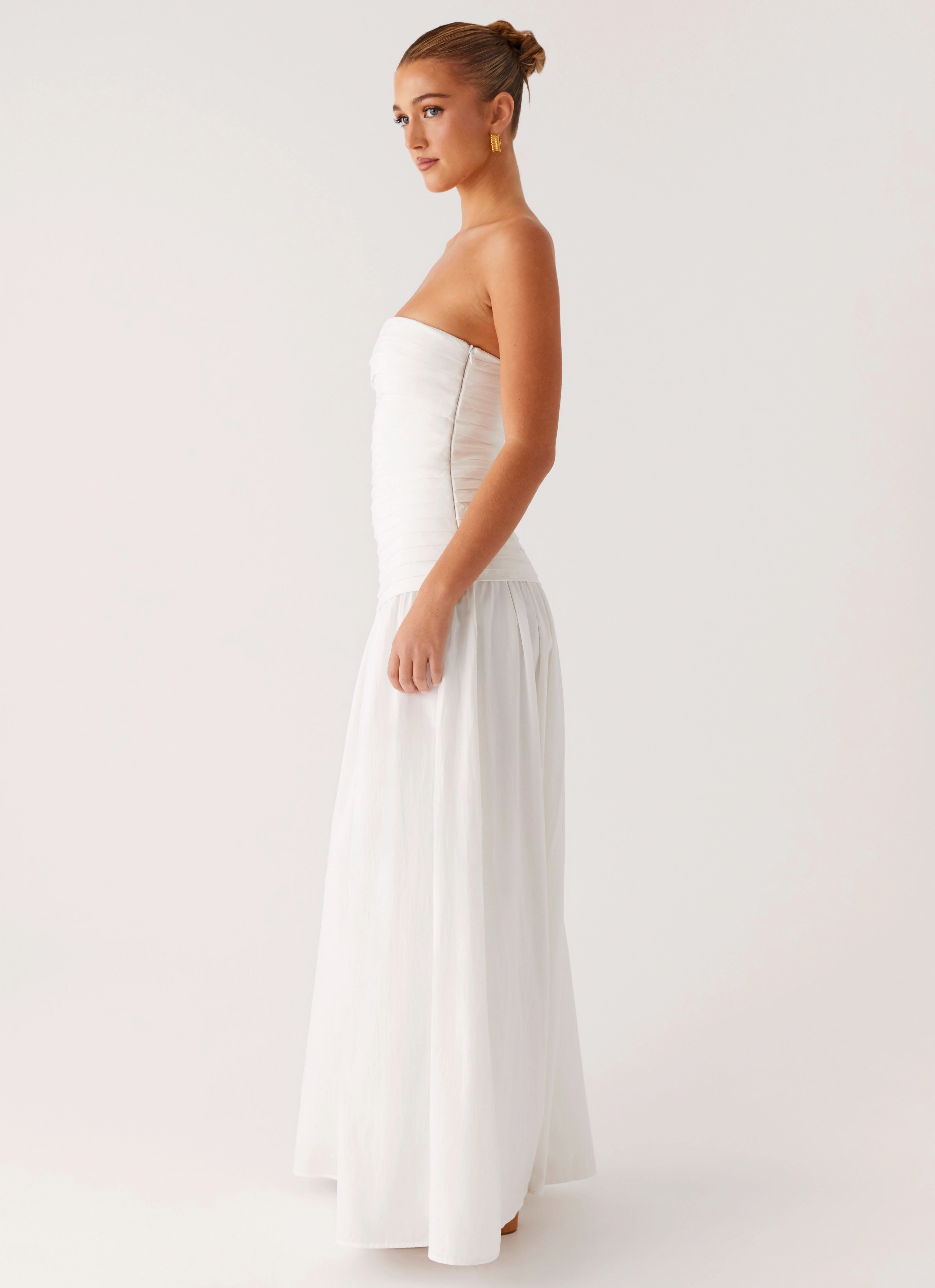 Tyrah Maxi Dress - White Scalloped-Edge