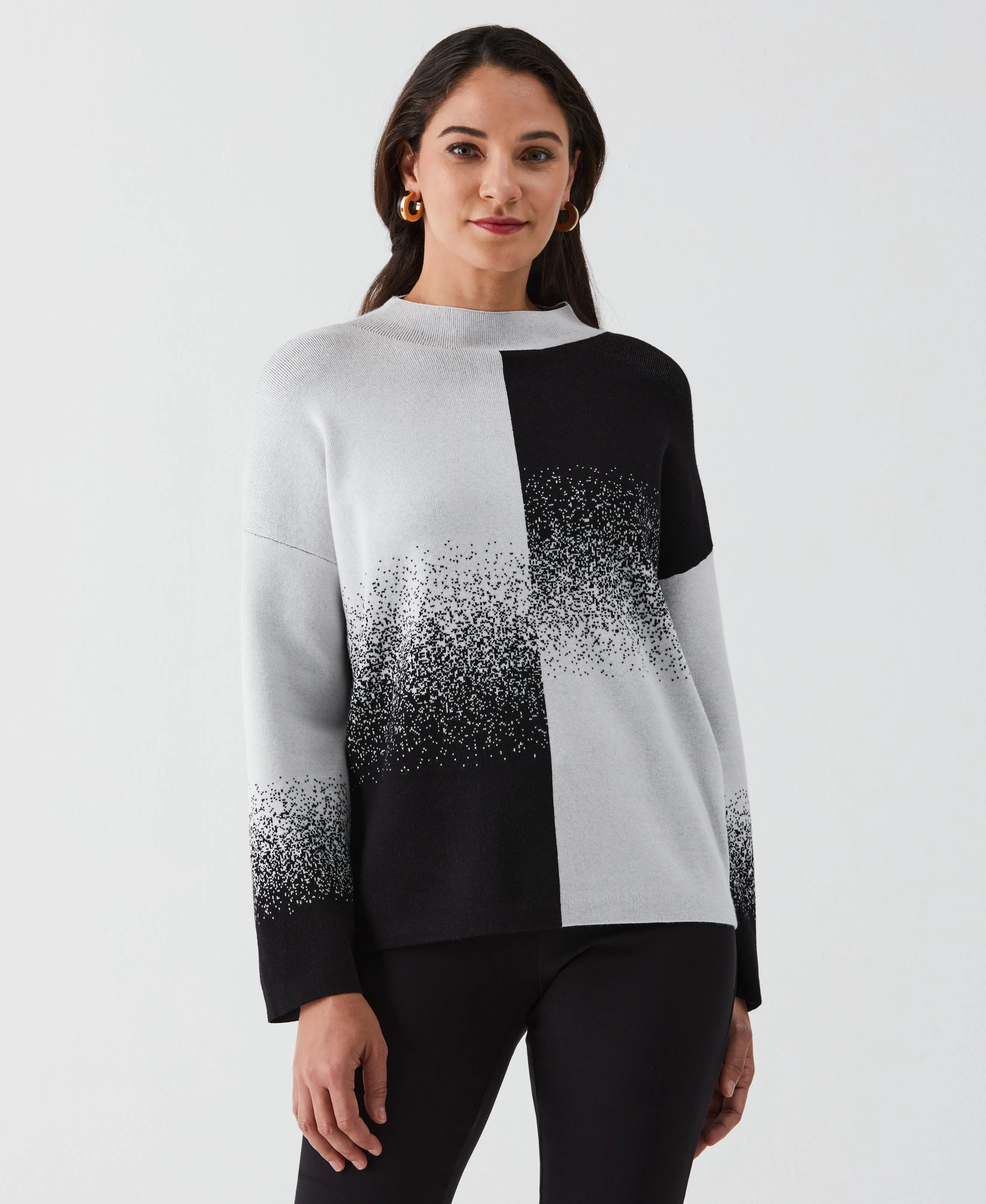 Ombre Turtleneck Sweater Textured Weave Pattern StretchTechnology