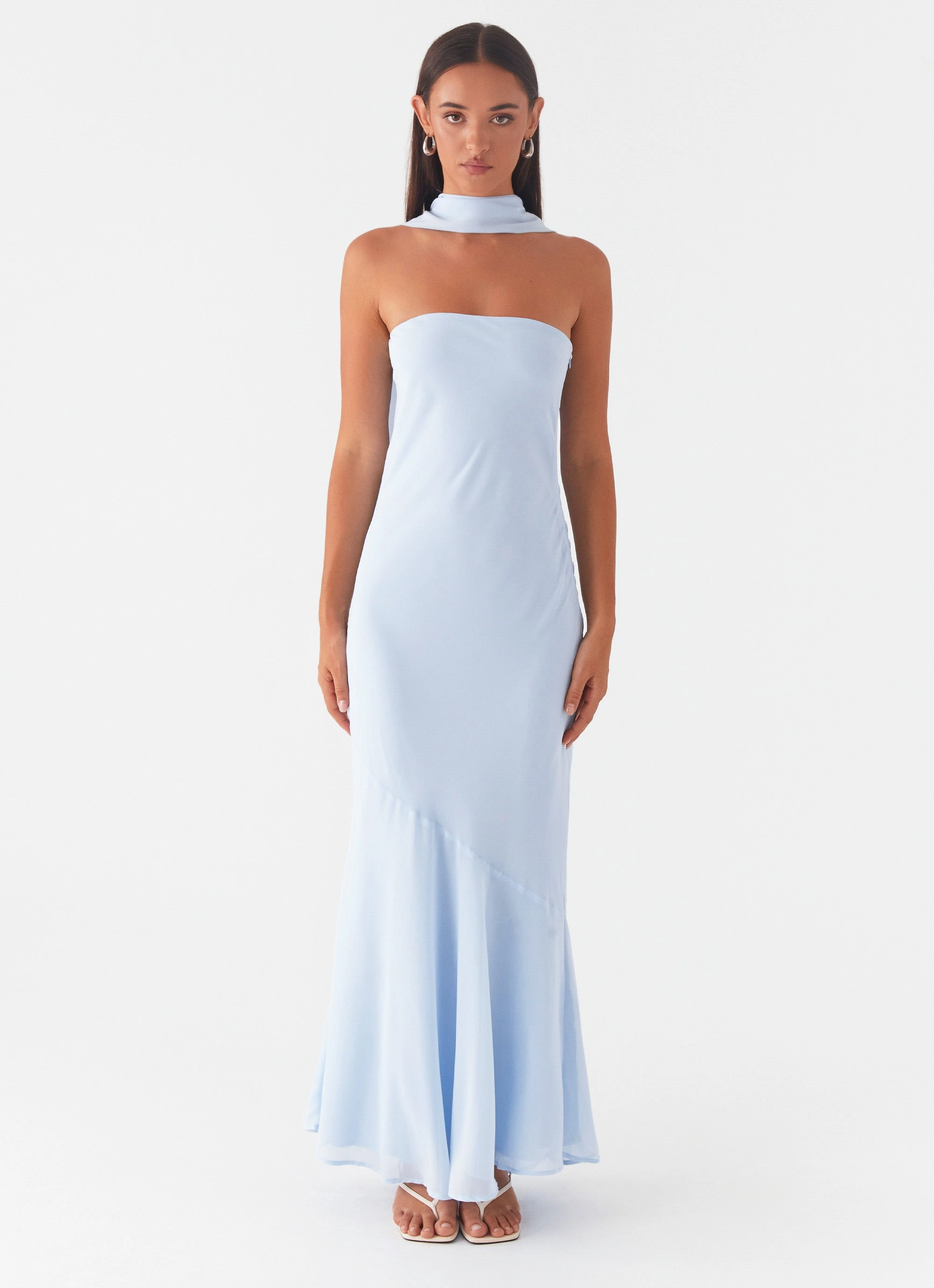 Airy Weave Sheer Light Under The Pagoda Maxi Dress - Blue