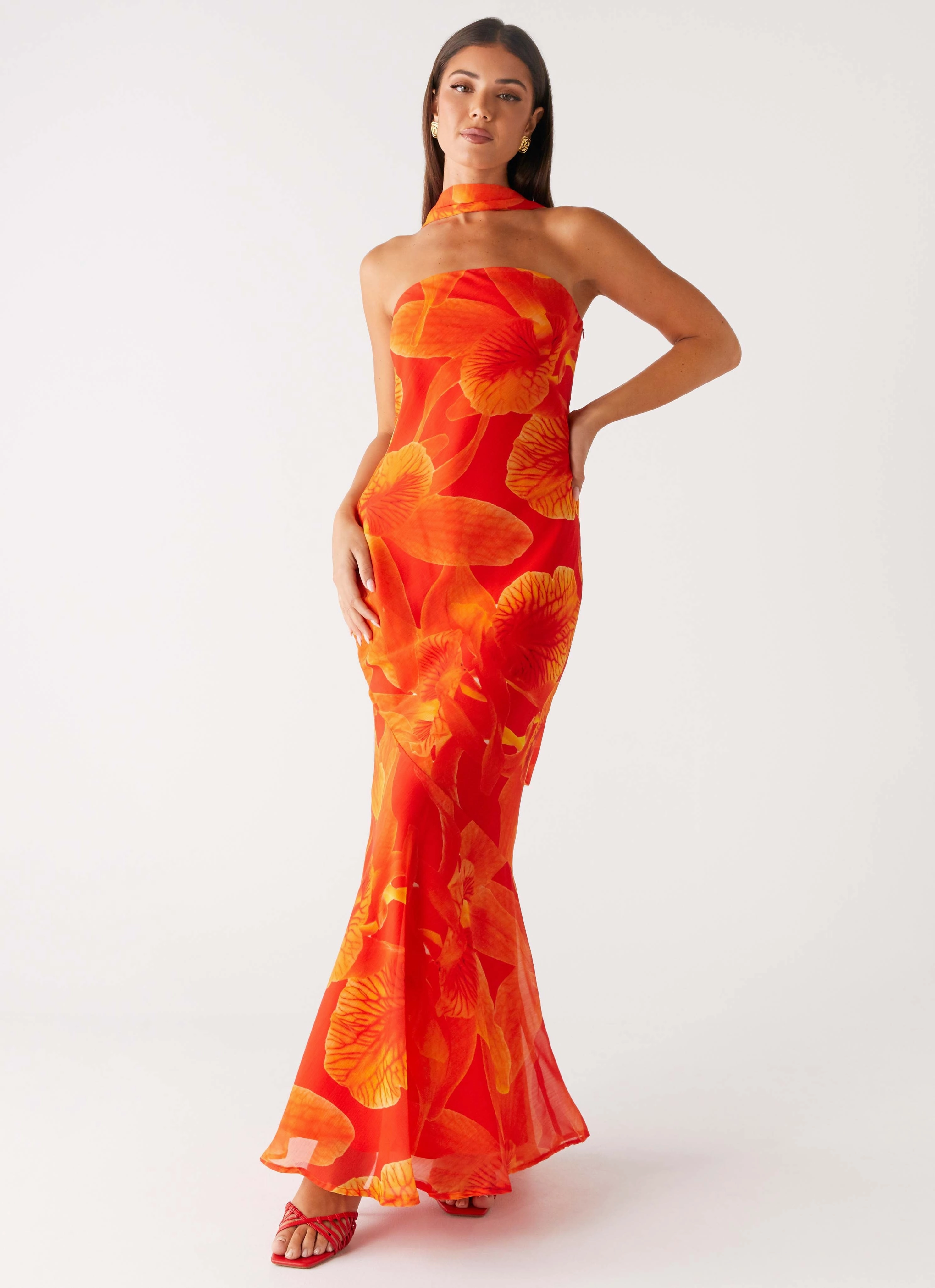 Modern Staple Chill Style Under The Pagoda Maxi Dress - Orange Floral