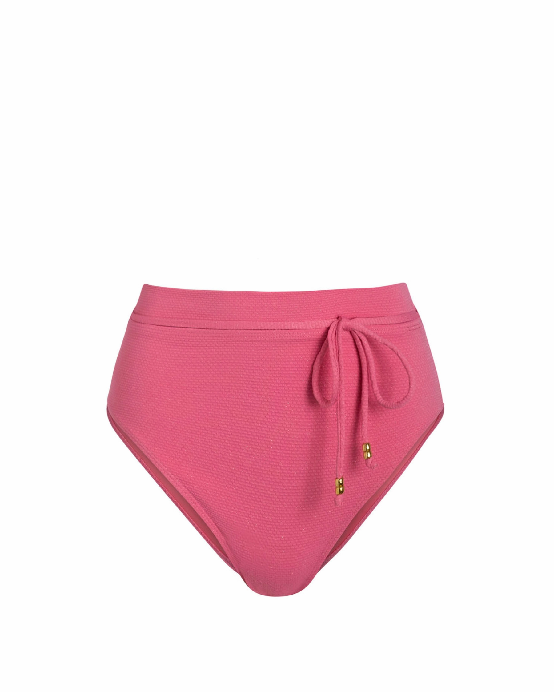 Belted Hi Waist Hi Leg Bottom In Hibiscus Metallic Moisture wicking Affordable Swim
