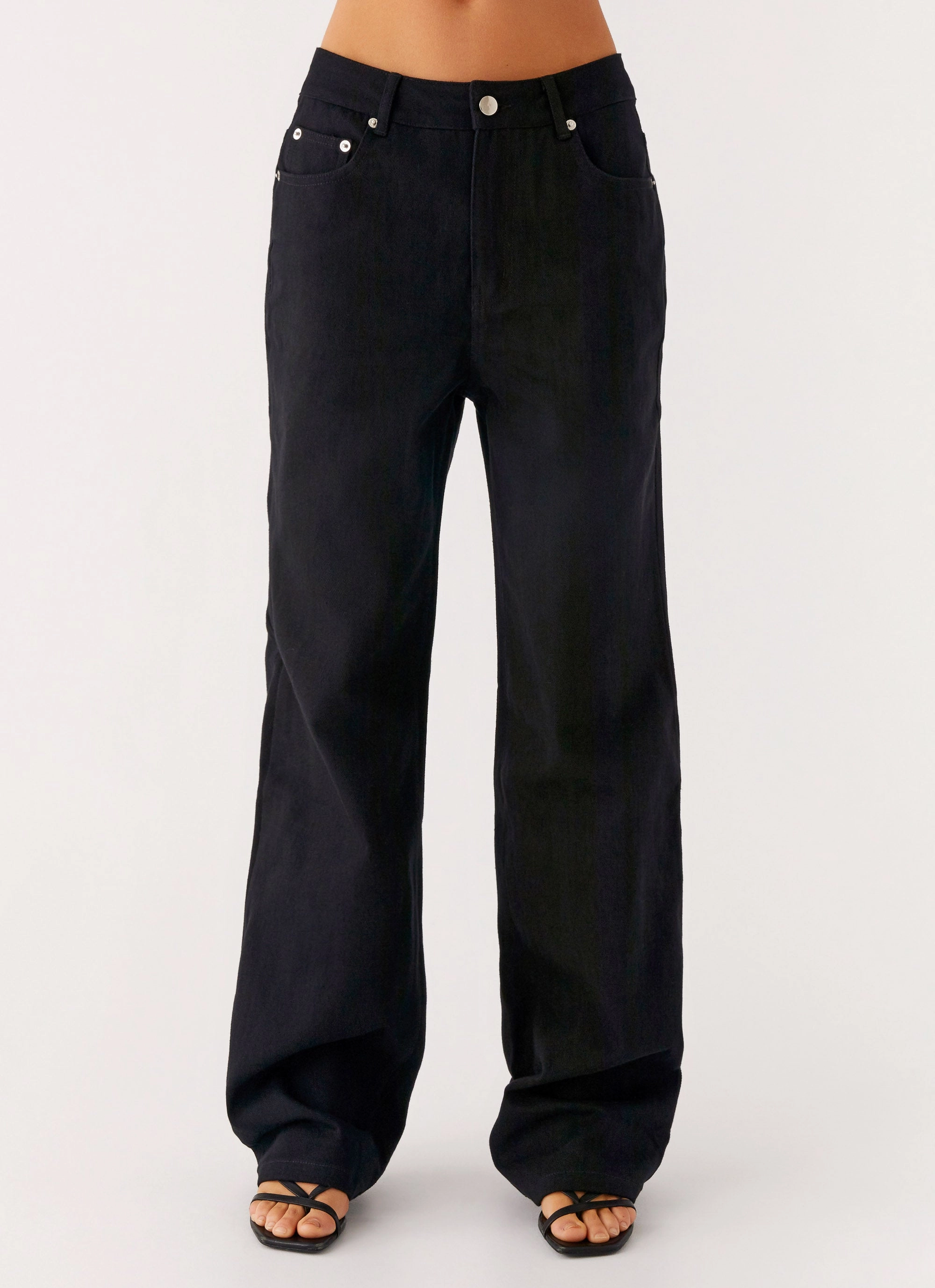 Office Appropriate Everyday Must-have Back Again Straight Leg Denim Jeans - Black
