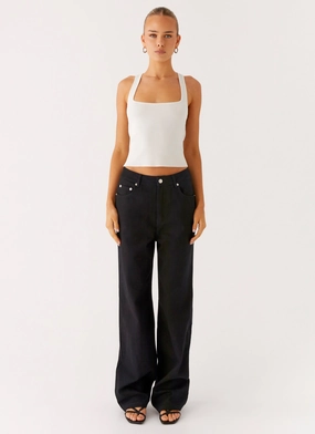 Back Again Straight Leg Denim Jeans - Black Classic Appeal