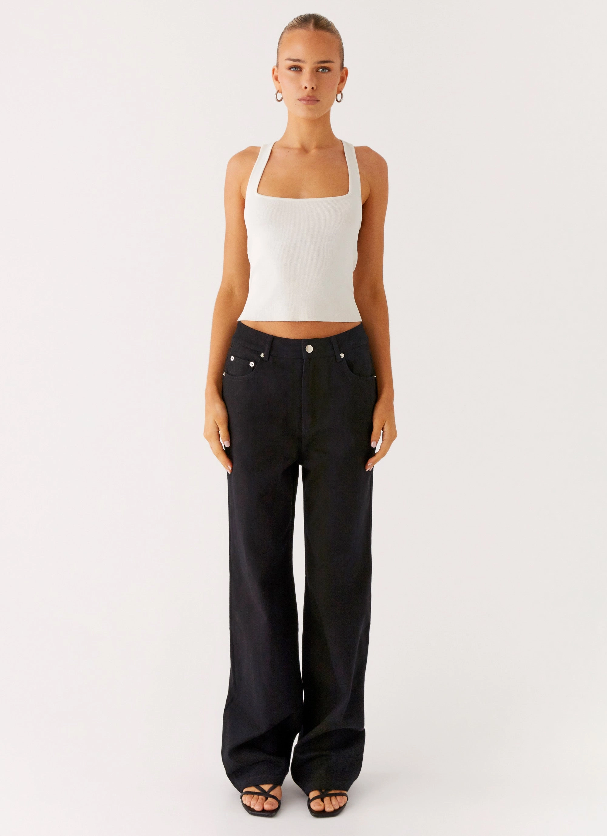 Daily Casual Street Look Back Again Straight Leg Denim Jeans - Black