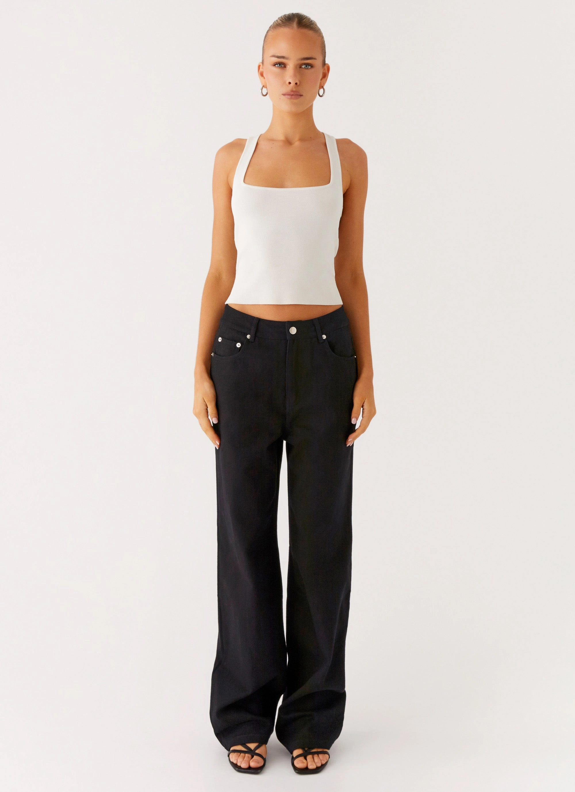 Minimalist Style Family Style Comfy Back Again Straight Leg Denim Jeans - Black