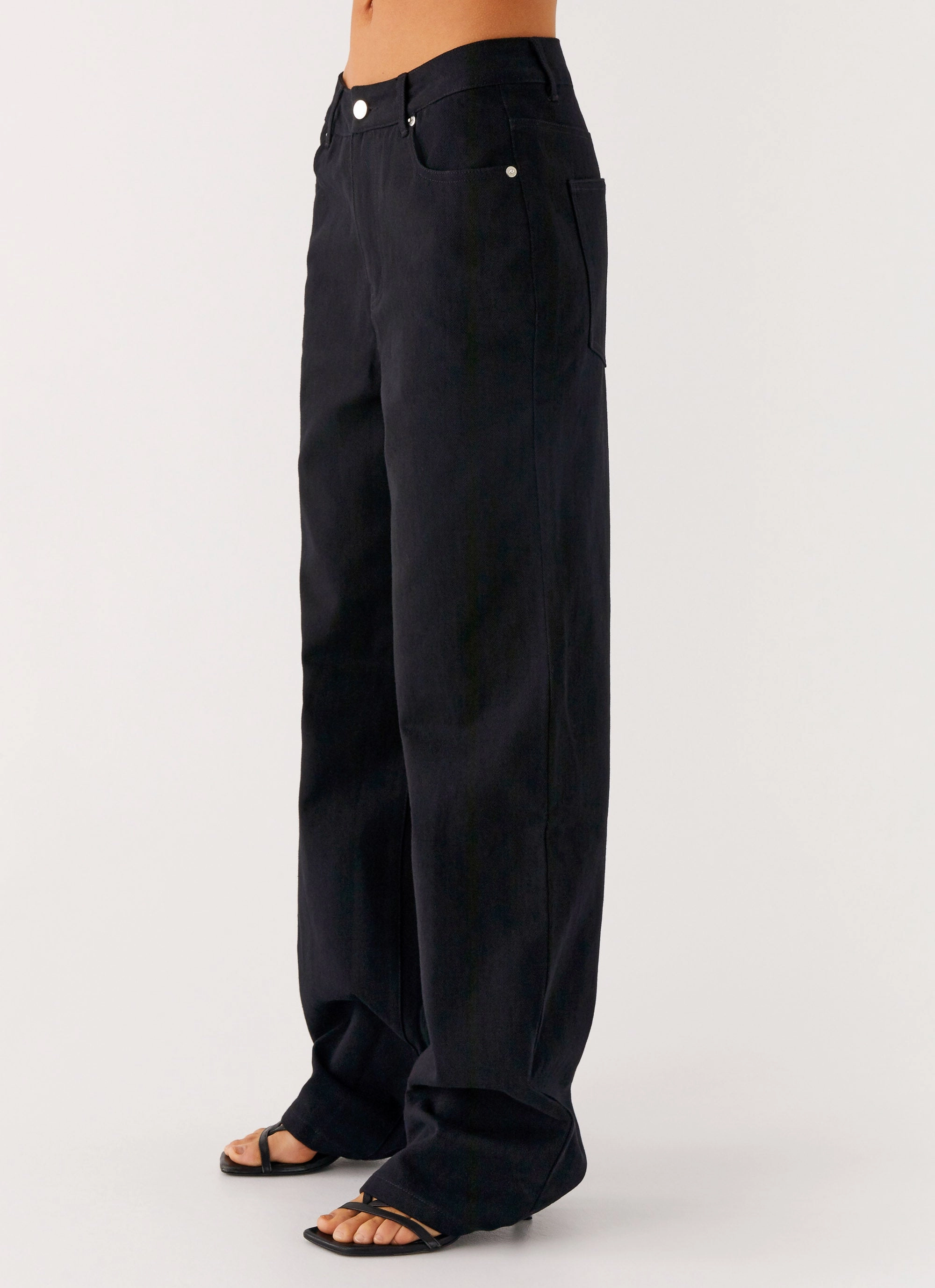 Seamless Pocket Design Back Again Straight Leg Denim Jeans - Black