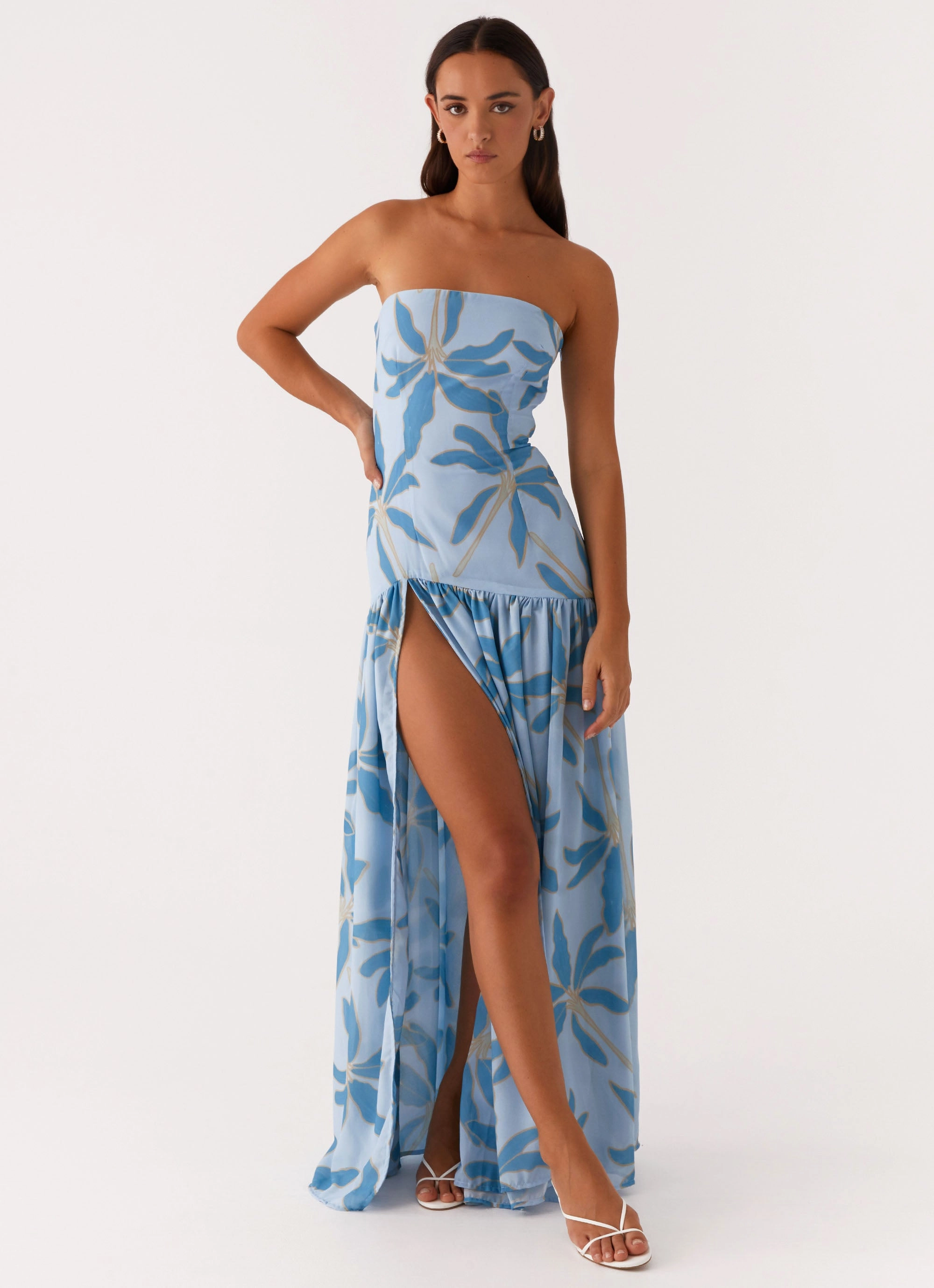 NoiseFreeFabric ReinforcedHem Eden Strapless Maxi Dress - Opulent Blue