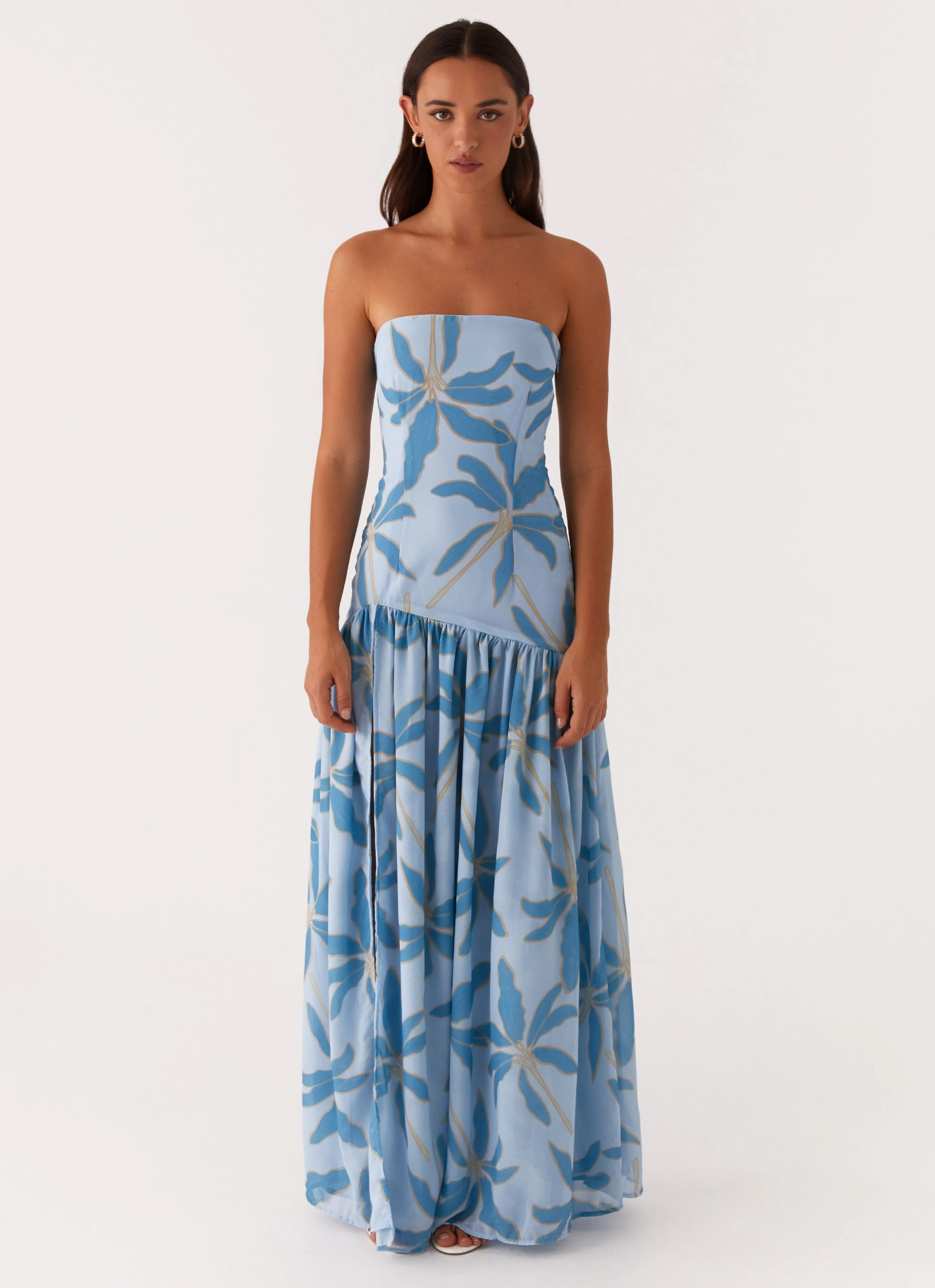 Eden Strapless Maxi Dress - Opulent Blue Cozy Drape Wrinkle-Resistant