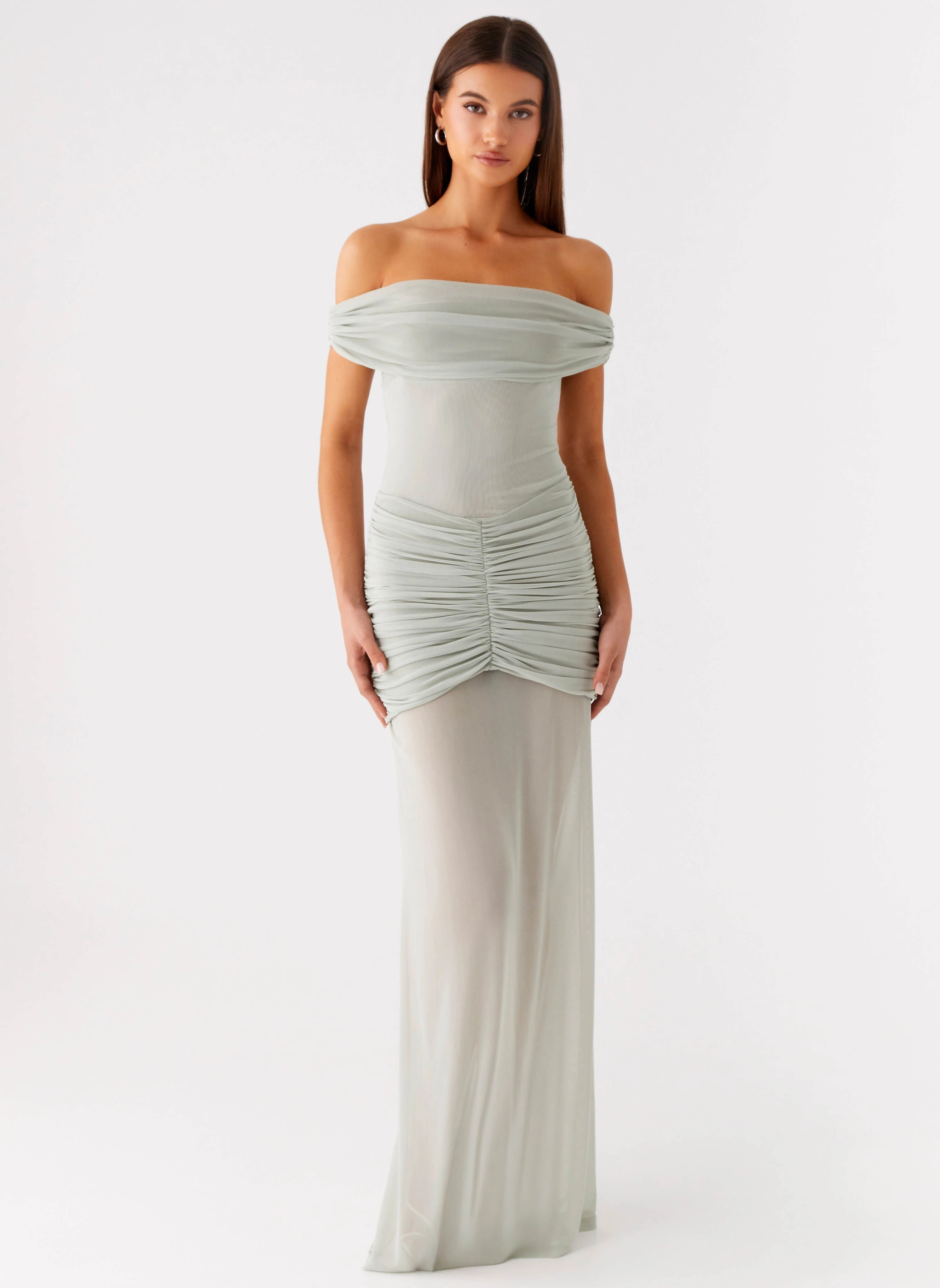 Eyllin Off Shoulder Maxi Dress - Sage Natural Form