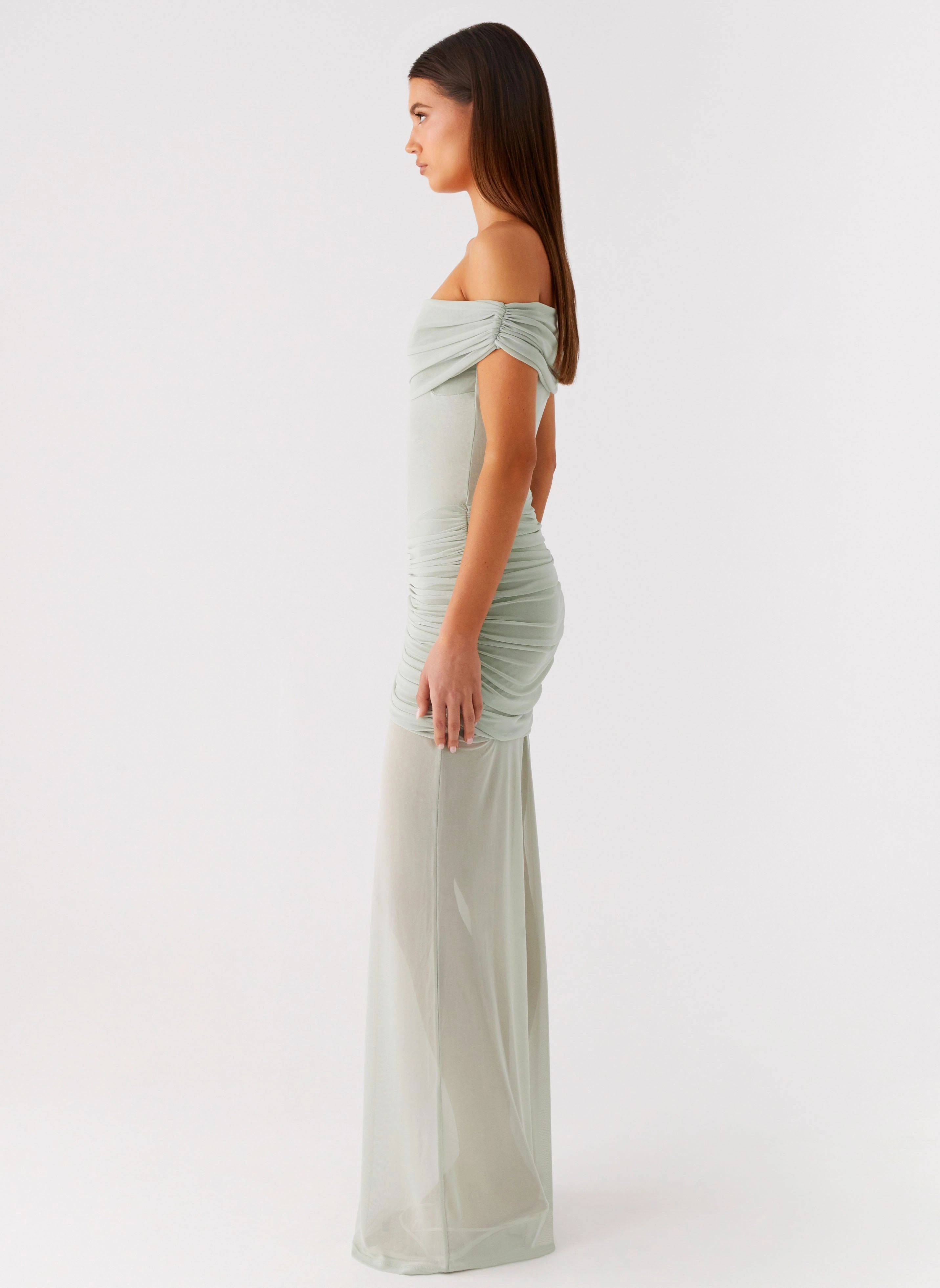 Eyllin Off Shoulder Maxi Dress - Sage Loose Flow