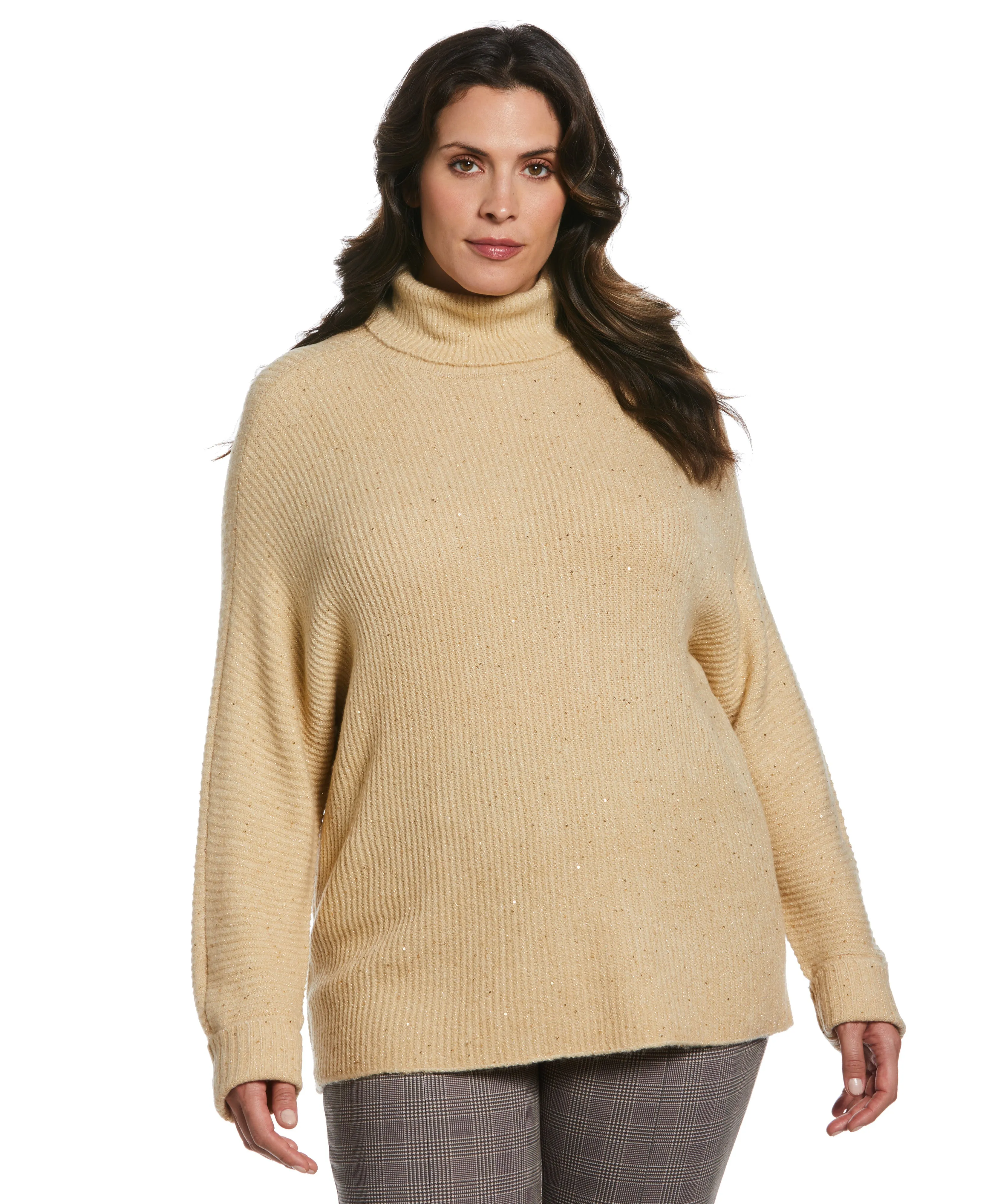 Plus Size Sequin Sweater Comfortable Collar