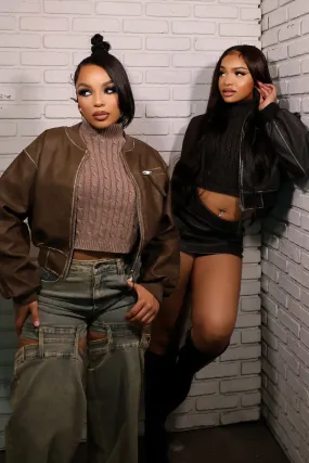 Contest Gianna Faux Leather Bomber Jacket