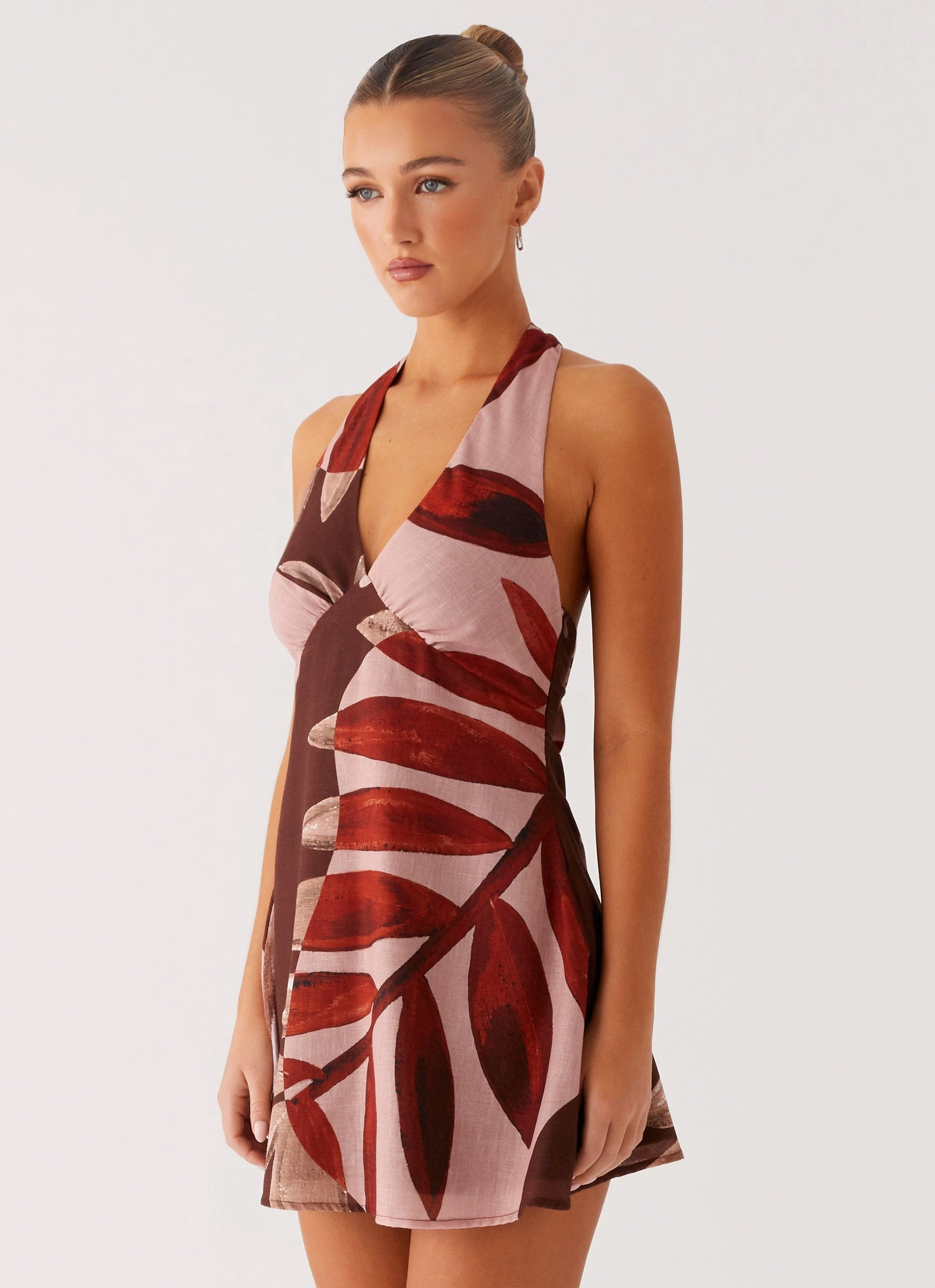 Clean Mood Street Attire Heavy Hearted Linen Mini Dress - Cinnamon Palm