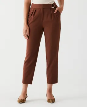 Pleated Pant with Self Fabric Belt Stretch Fabric