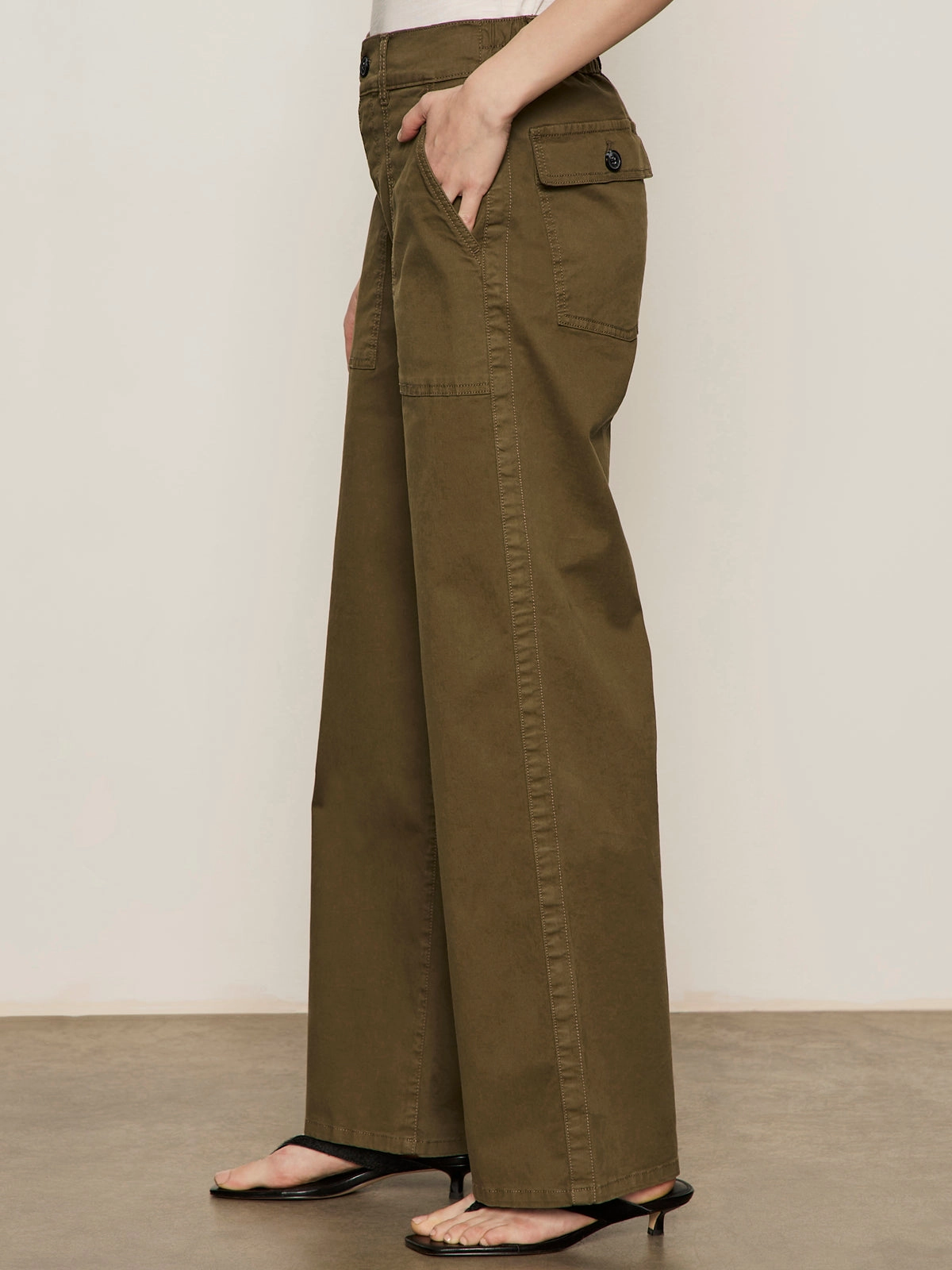 Placket Detailing LowImpact Dye Process Cruiser Full Length Pant Mossy Green