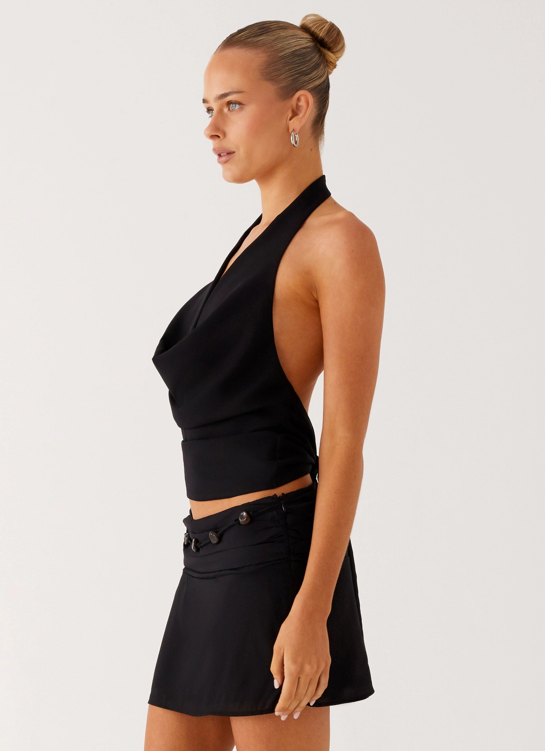 Amalia Cowl Top - Black Soft Inner Lining
