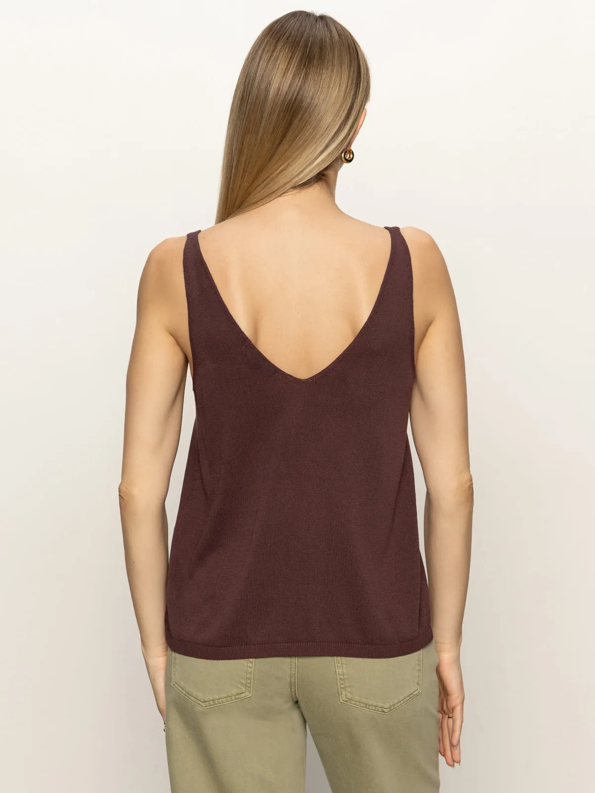 Sporty Style Minimalist Collar V-Neck Knitwear Tank Mesa