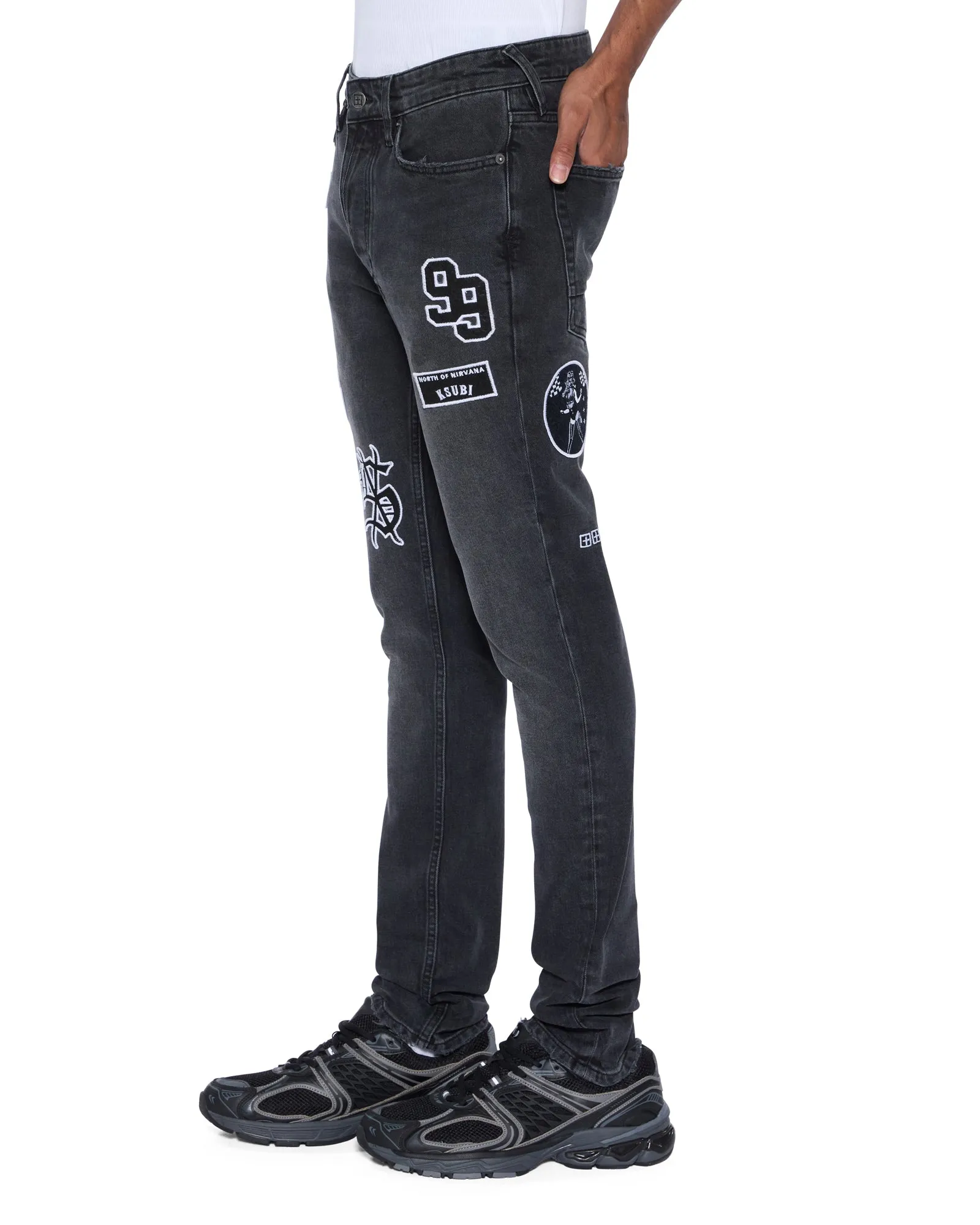 Pre Shrunk Material Neutral Outfit Piece VAN WINKLE ROADHOUSE BLACK PATCHED