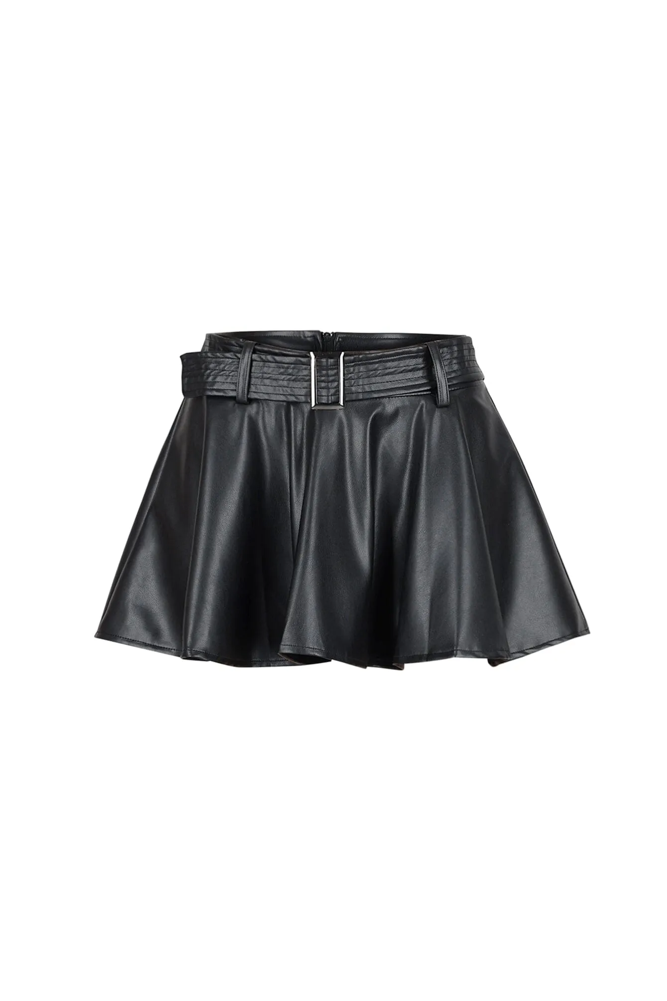 Layered Cuff Design Vandal Faux Leather Mini Skirt