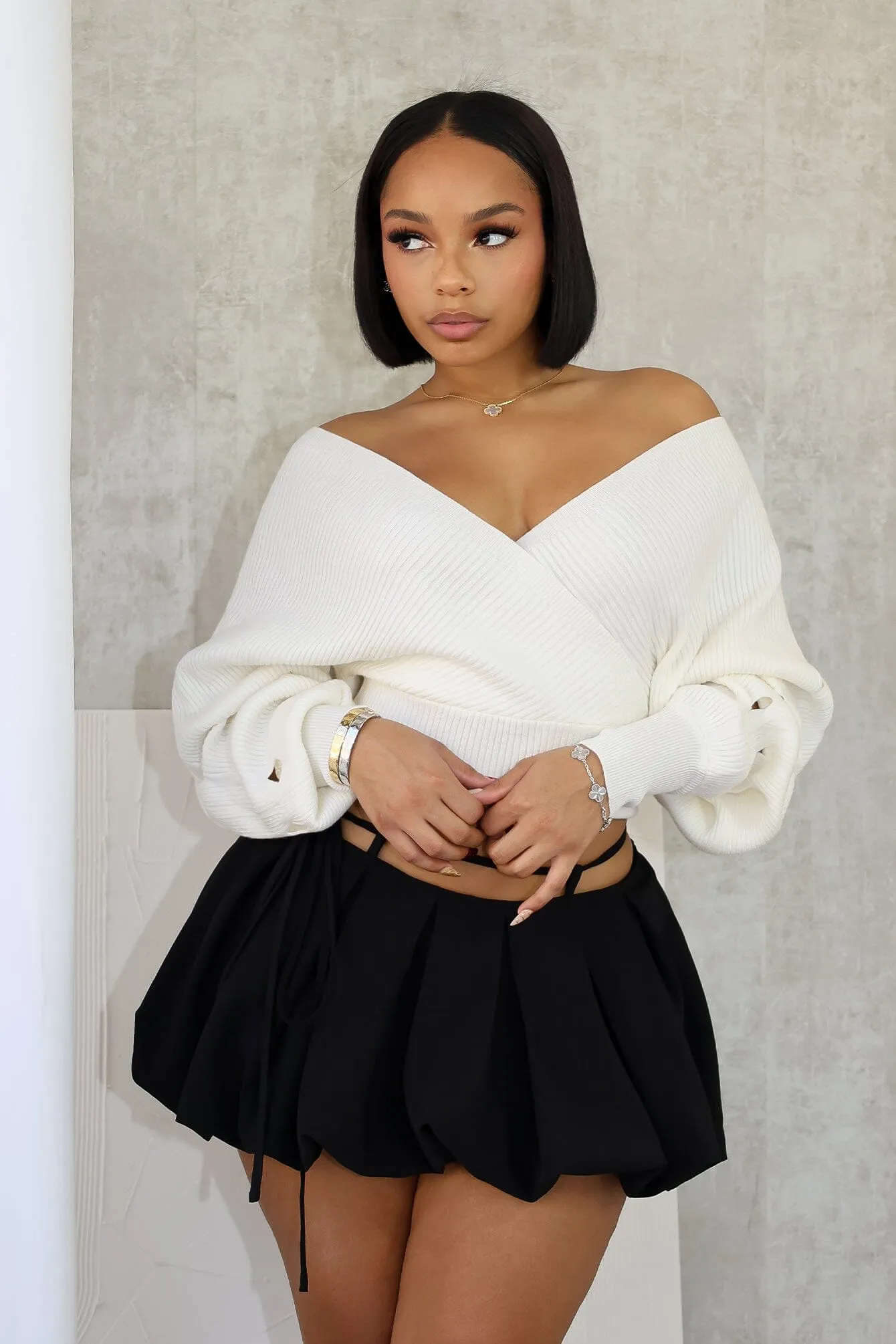 Professional Wear Vanessa Off Shoulder Sleeve Cutout Sweater