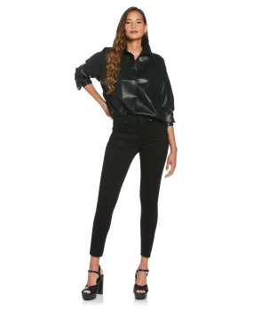 Vegan Leather Popover Top Versatile Layering Piece