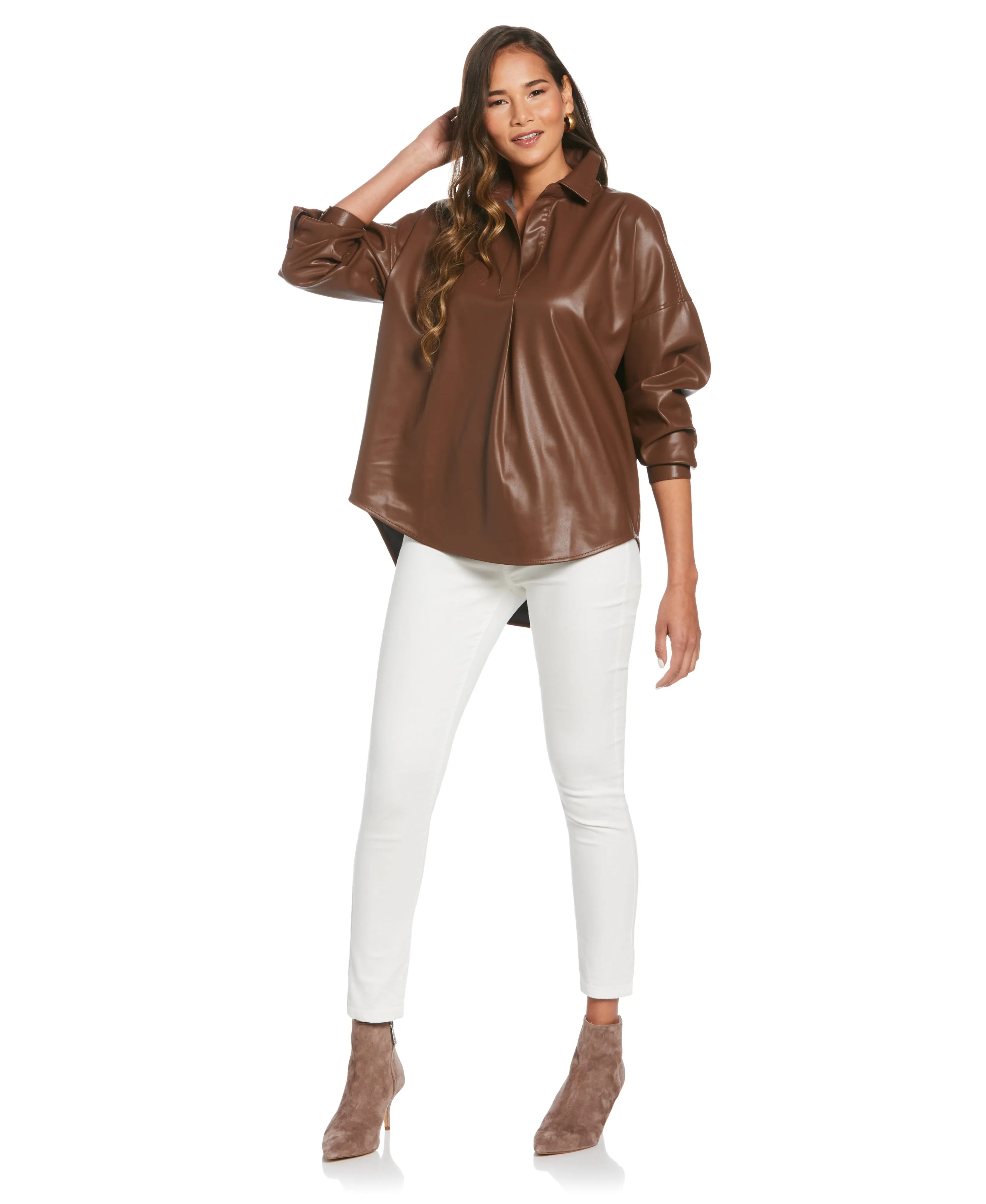 Biodegradable material BreathableMaterial Vegan Leather Popover Top