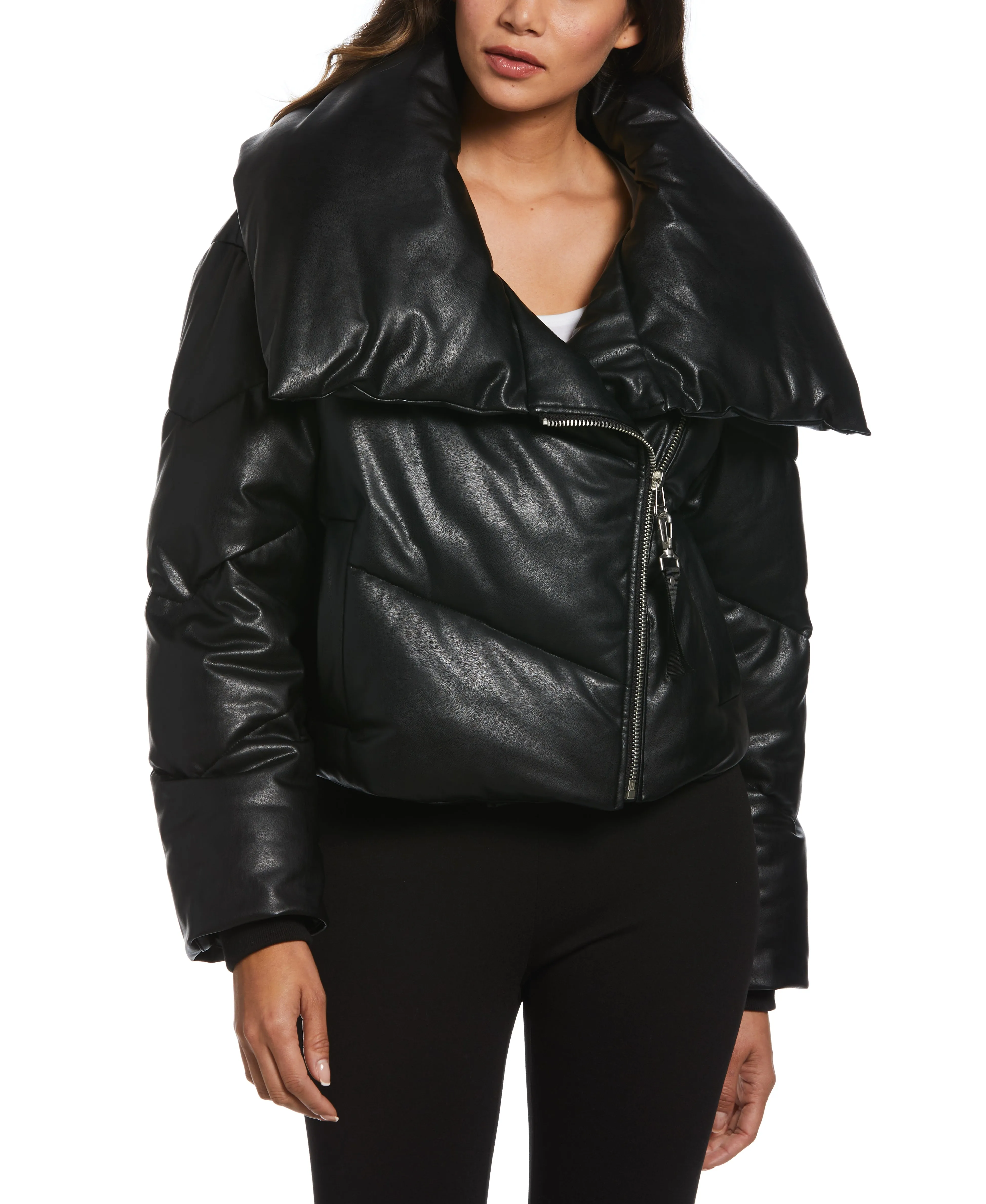 Vegan Leather Puffer Jacket Romance