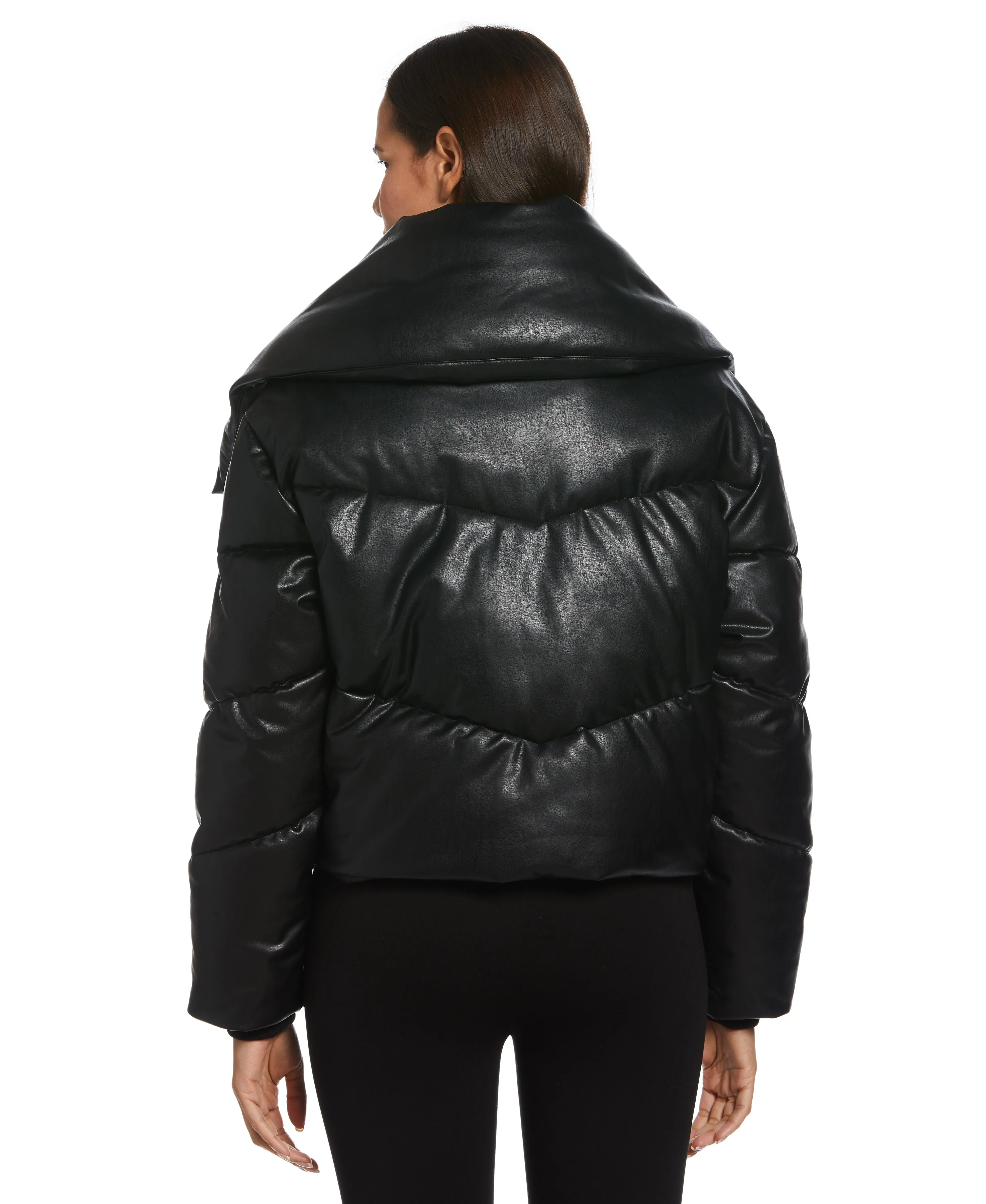 Vegan Leather Puffer Jacket Defy suitable for advertising campaigns