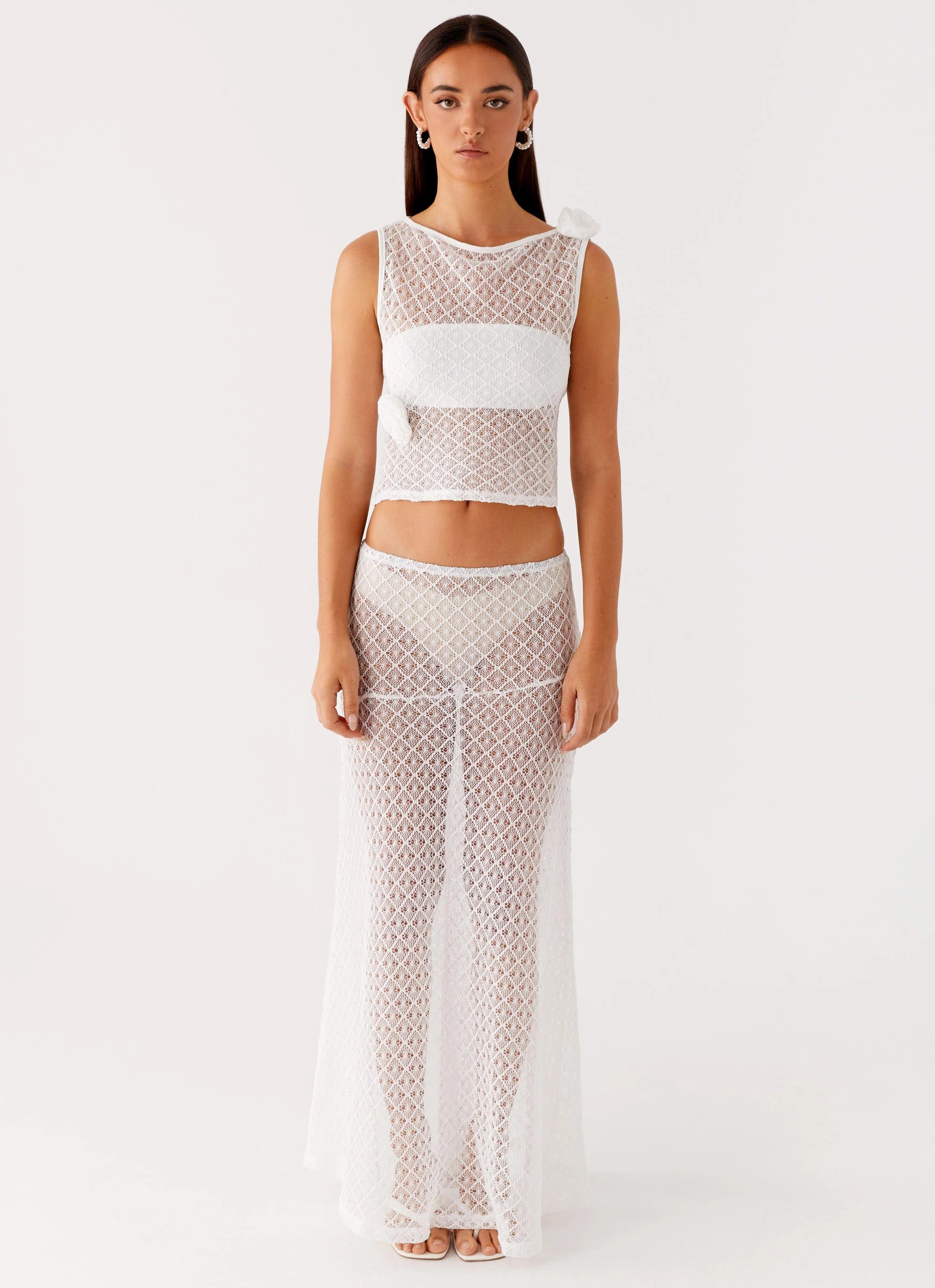 Velli Crochet Maxi Skirt - White Contemporary Brand