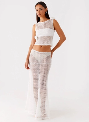 Seamless Design Velli Crochet Maxi Skirt - White