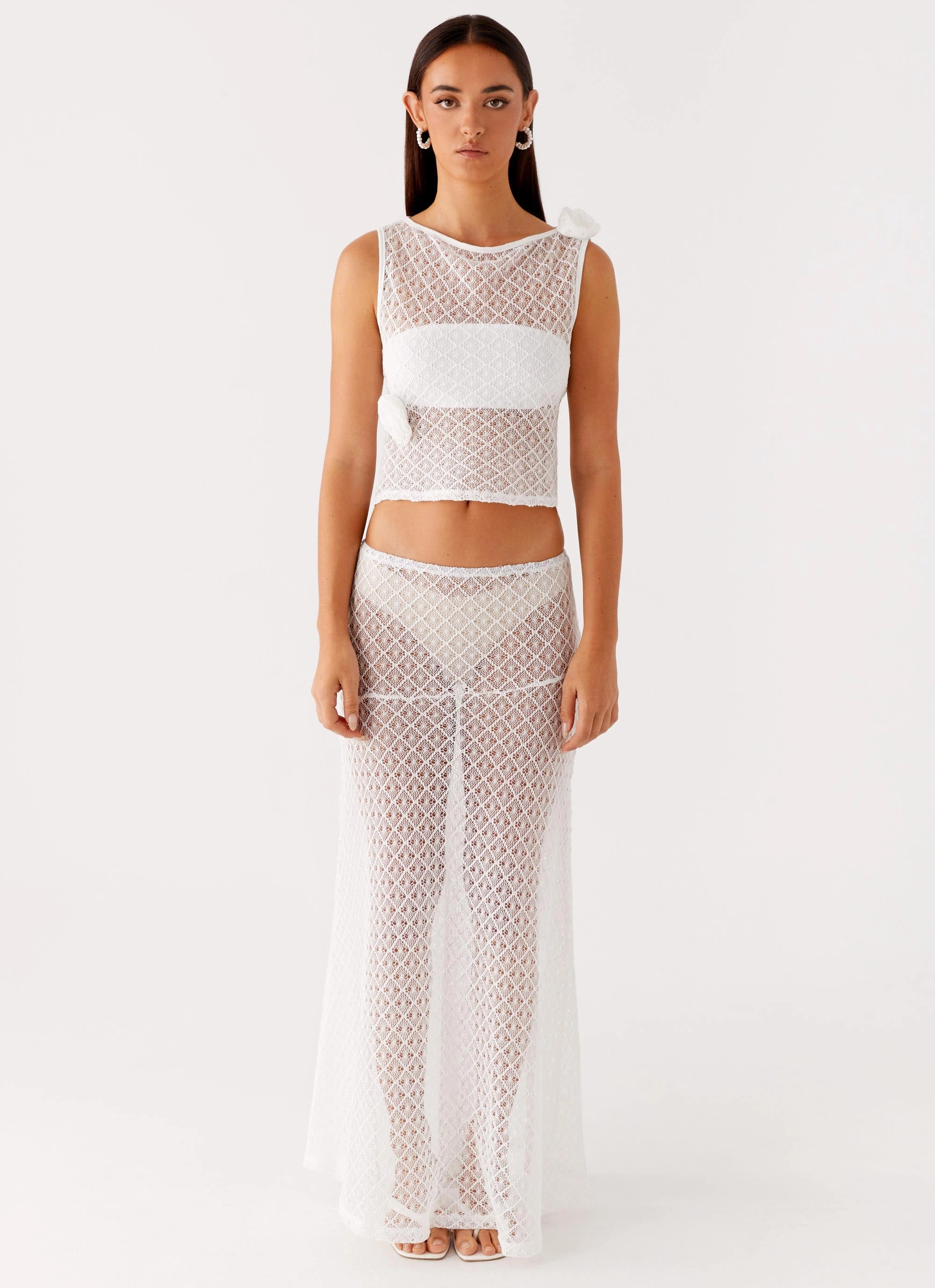 Velli Crochet Maxi Skirt - White Chill Mood Exclusive Drop