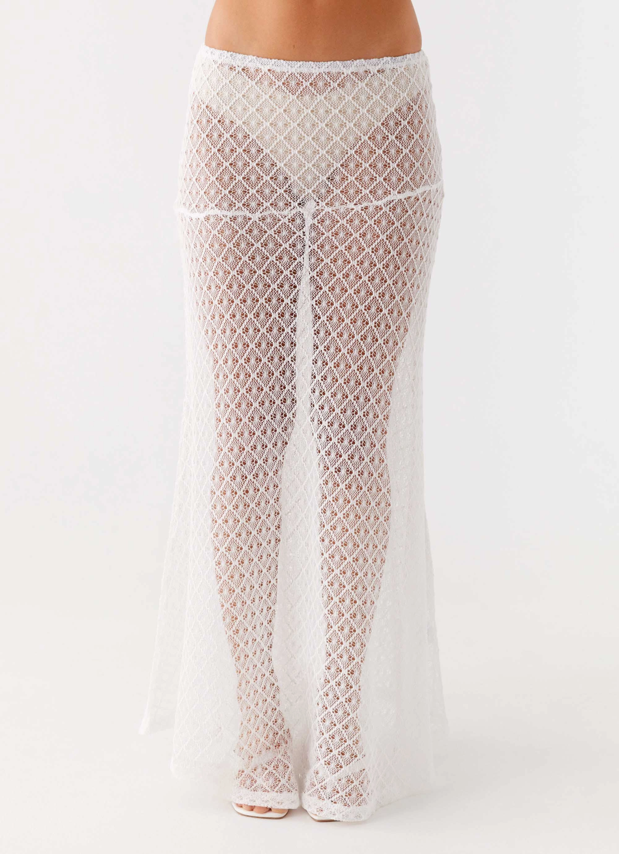 Casual Style Velli Crochet Maxi Skirt - White