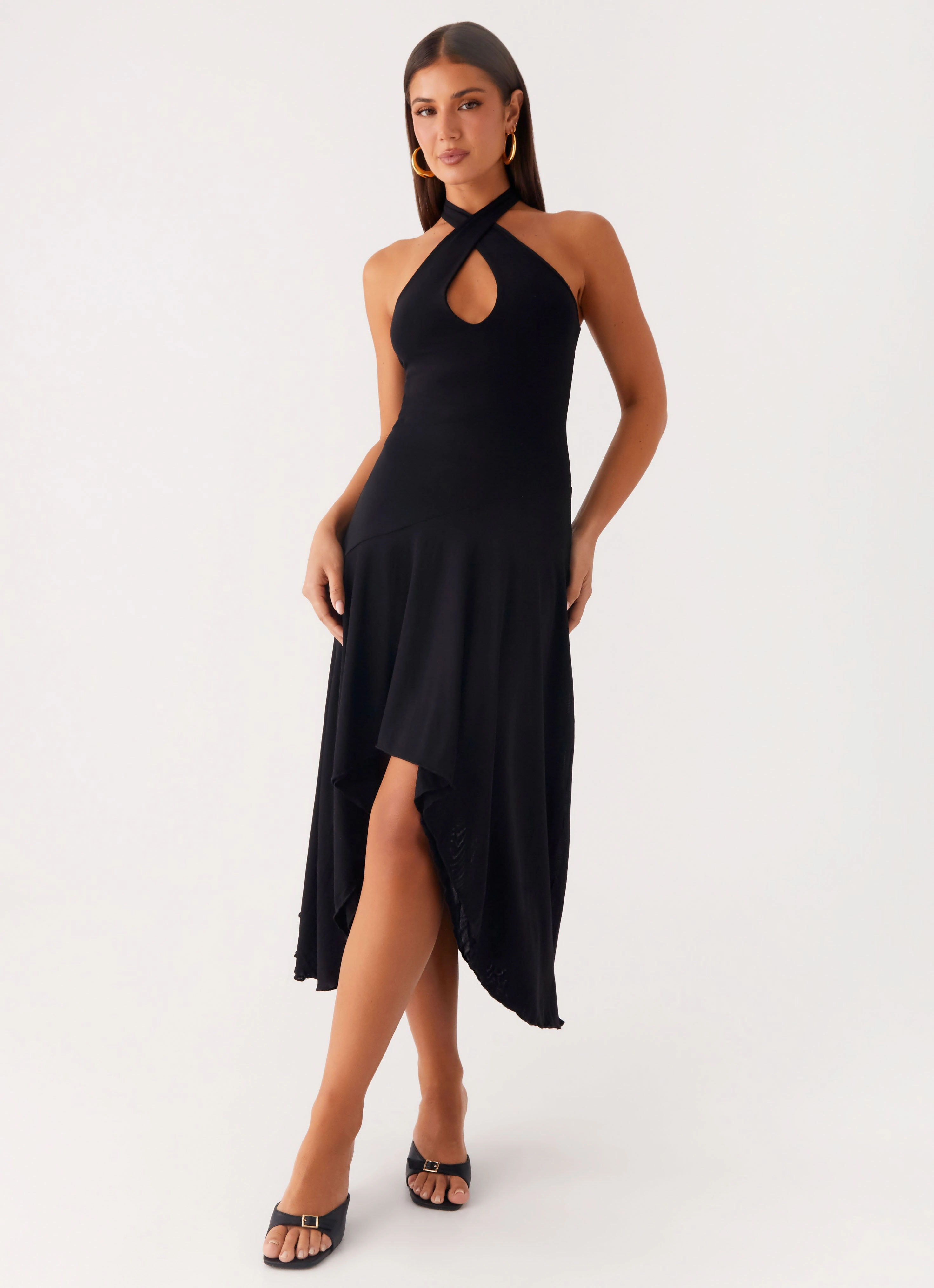 Velvet Sky Midi Dress - Black Effortless Look